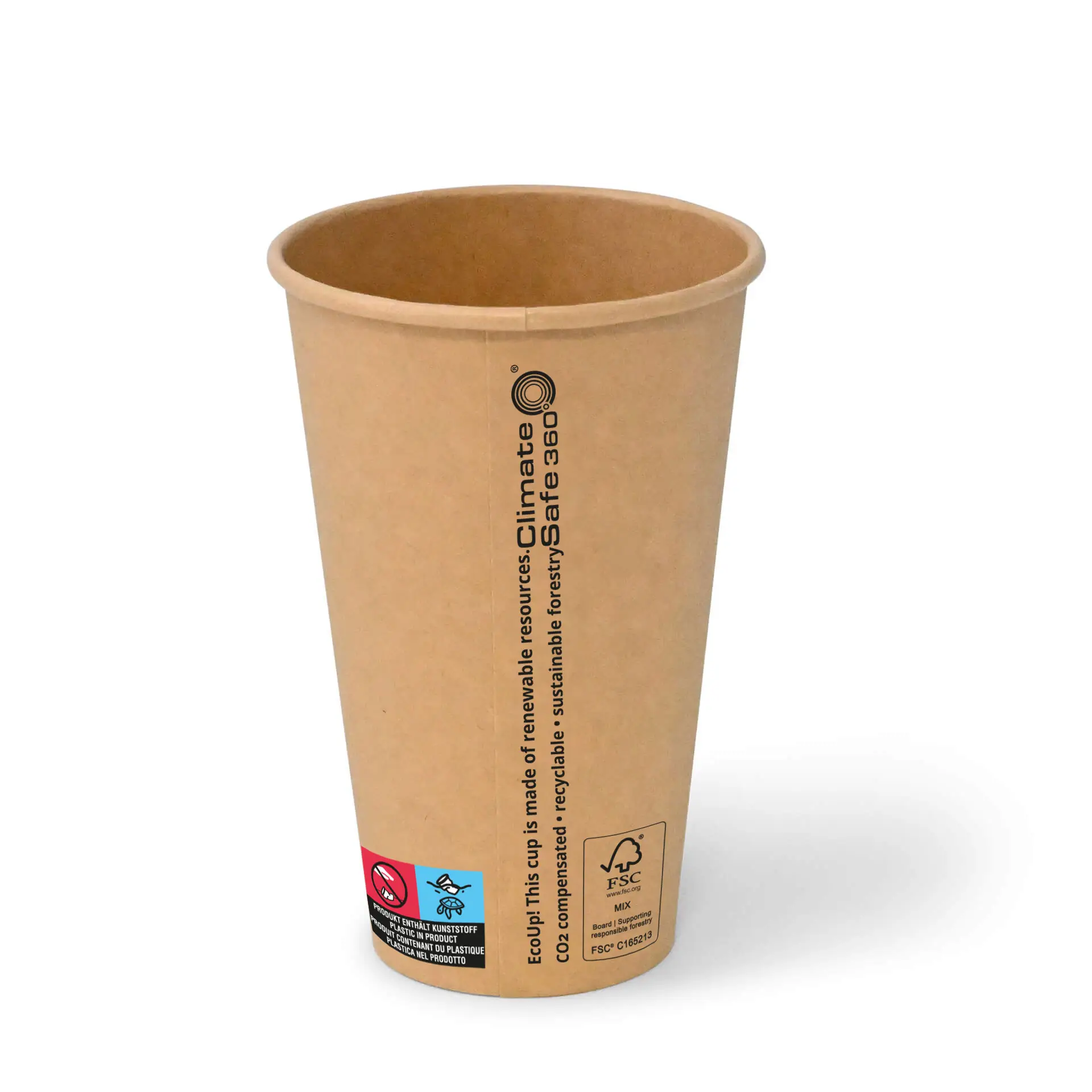 Gobelet en carton (revêtu de PE) 40 cl / 16 oz, Ø 90 mm, brun con10017-01-0-pappbecher-beschichtet-400-ml-16-oz-90-mm-braun-2