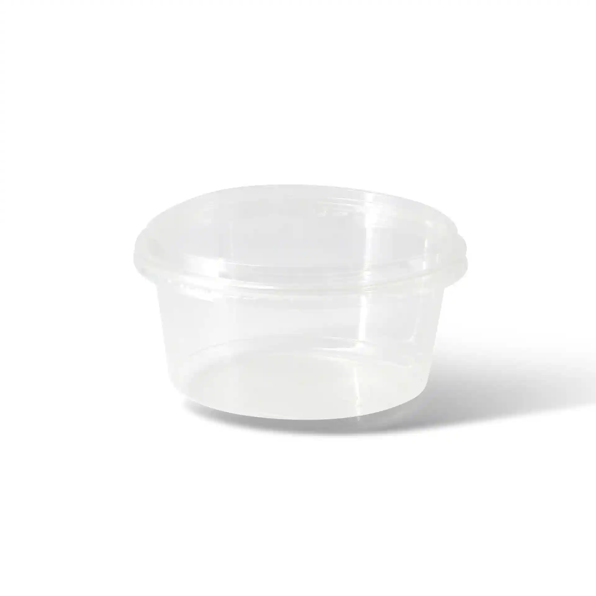 Conteneur rond transparent de 700 ml de capacité et de 143 mm de diamètre.