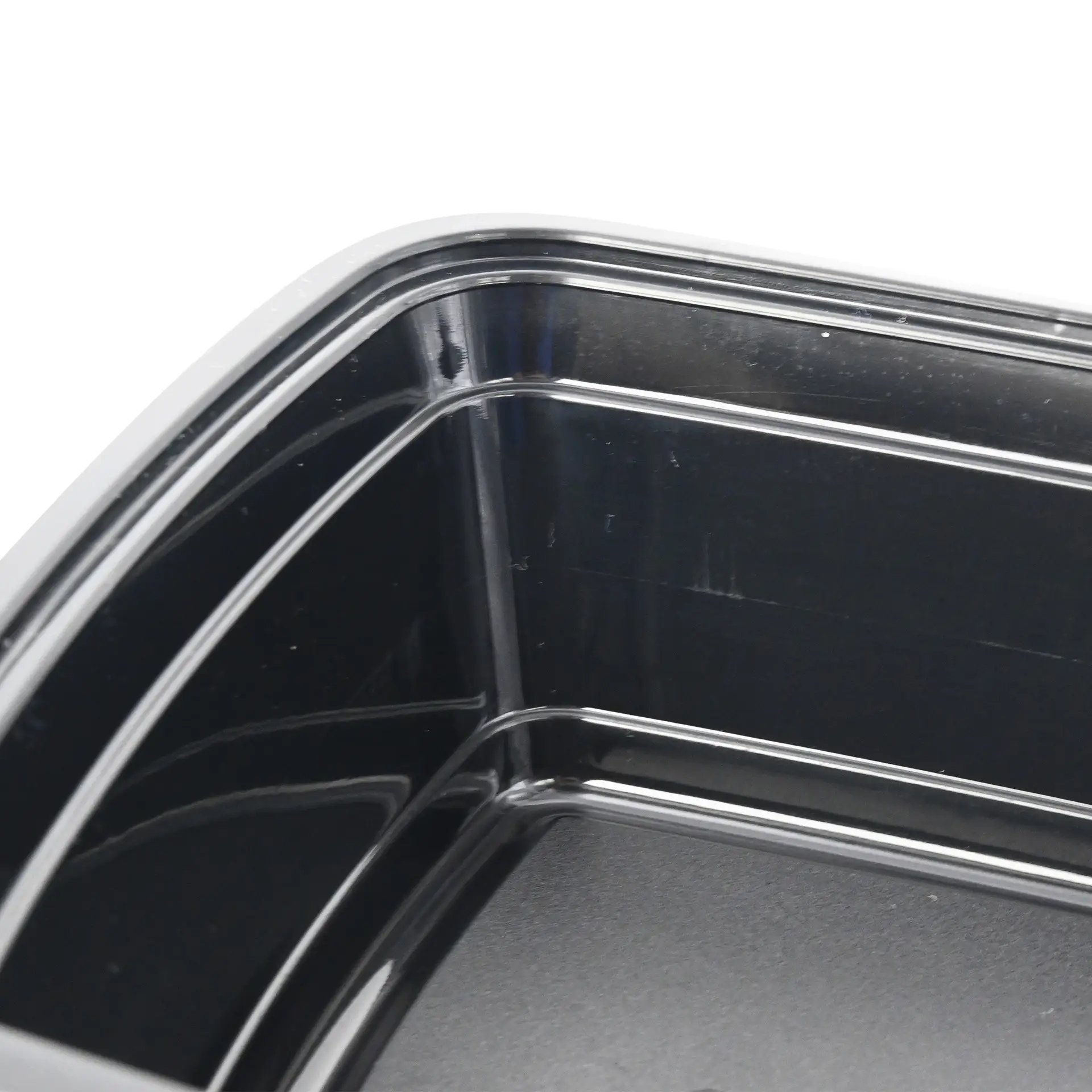 Conteneur rectangulaire noir réutilisable en PP ; idéal pour les plats chauds et froids, adapté au micro-ondes et au lave-vaisselle.