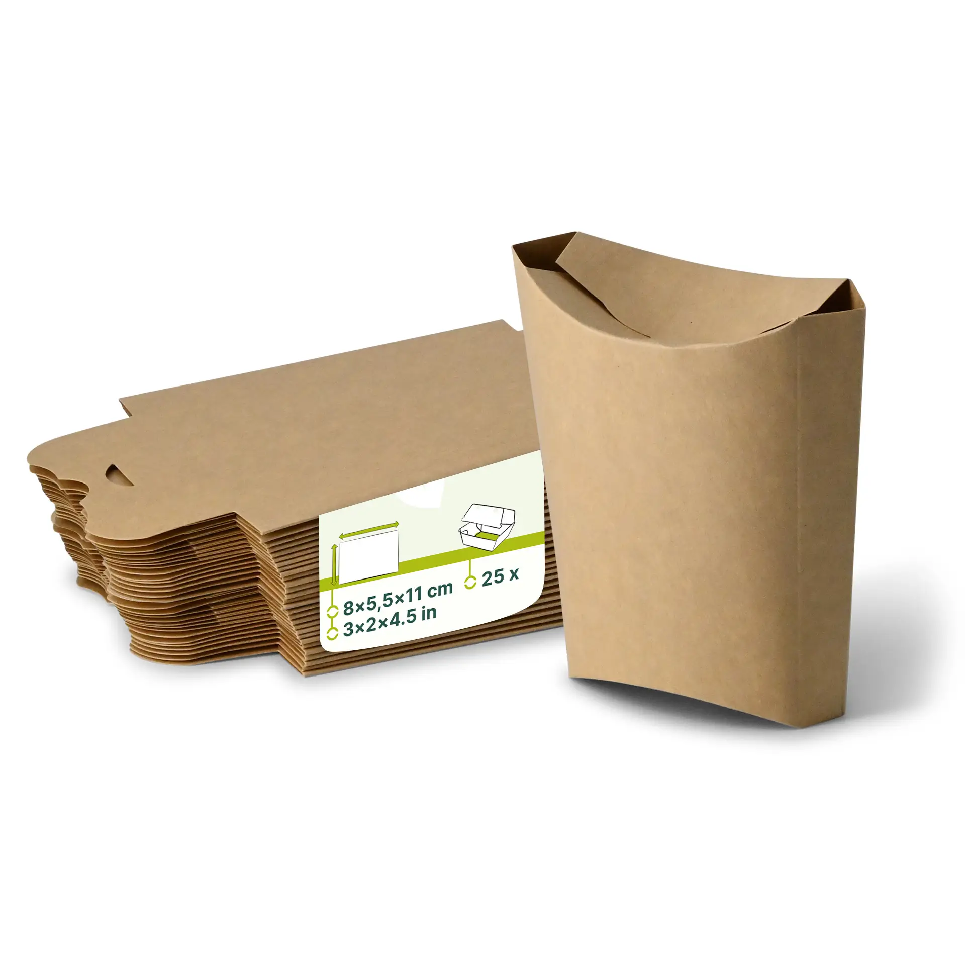 Boîtes à frites 8 x 5,5 x 11 cm, brun