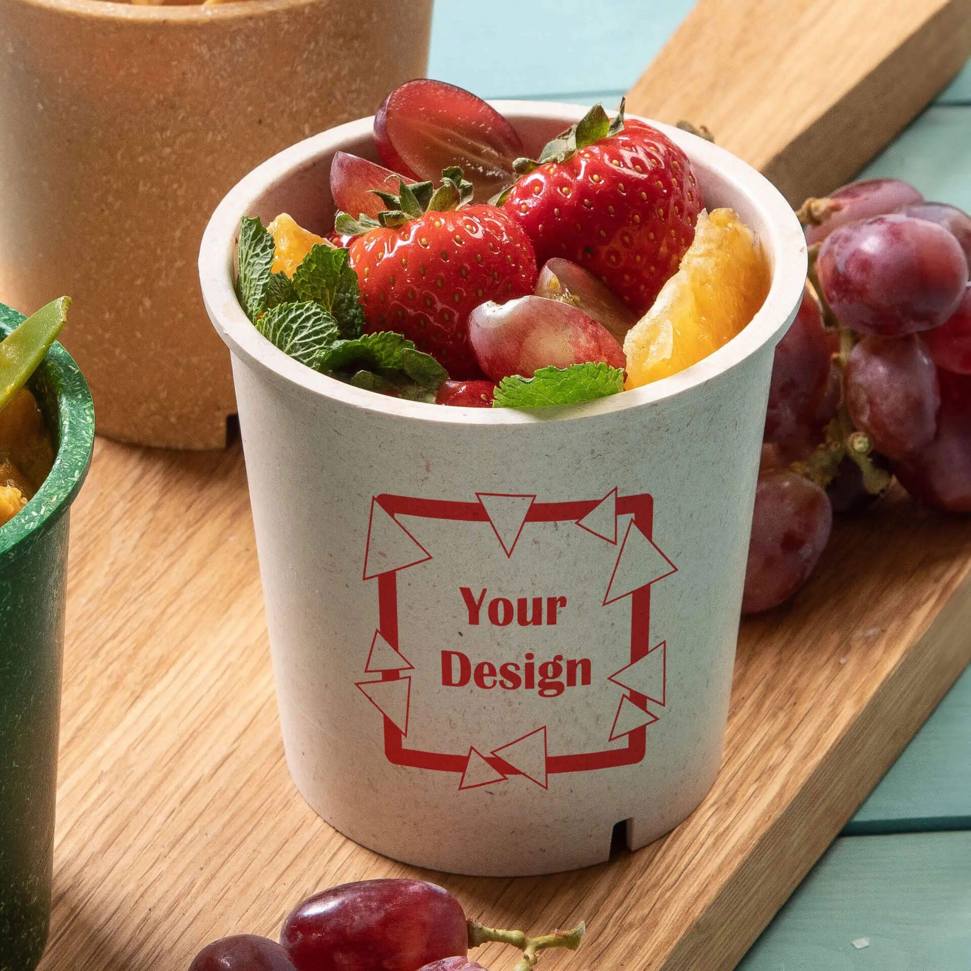 Pots à soupe réutilisable "merways Cup" cajou / blanc crème 400 ml, Ø 95 mm, personnalisable