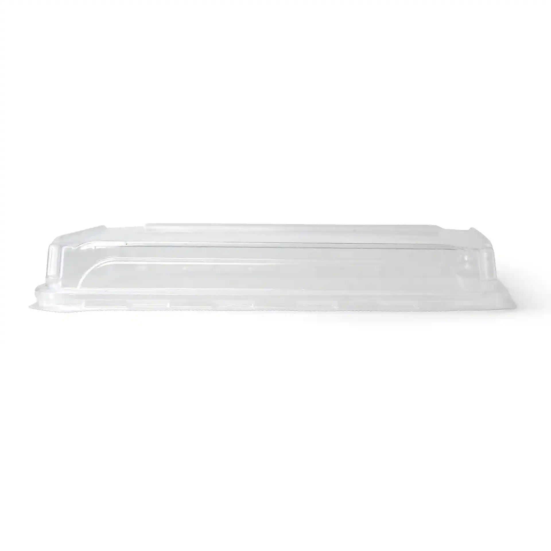 Couvercle en PET transparent pour boîtes à sushi, mesurant 24 x 15 cm, avec une hauteur de 3 cm.