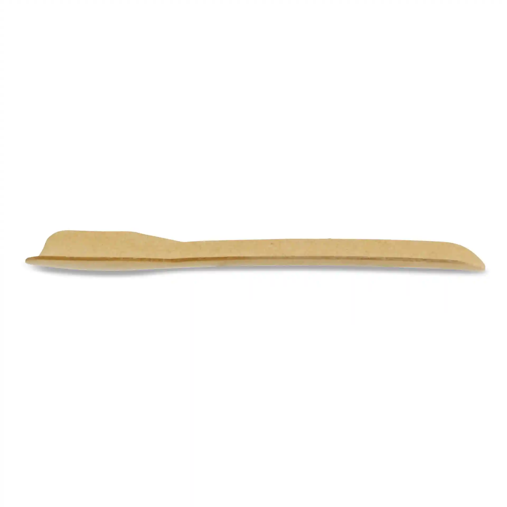 Cuillère en papier brun pour glace, 9,5 cm de long, au design plat et sans revêtement.