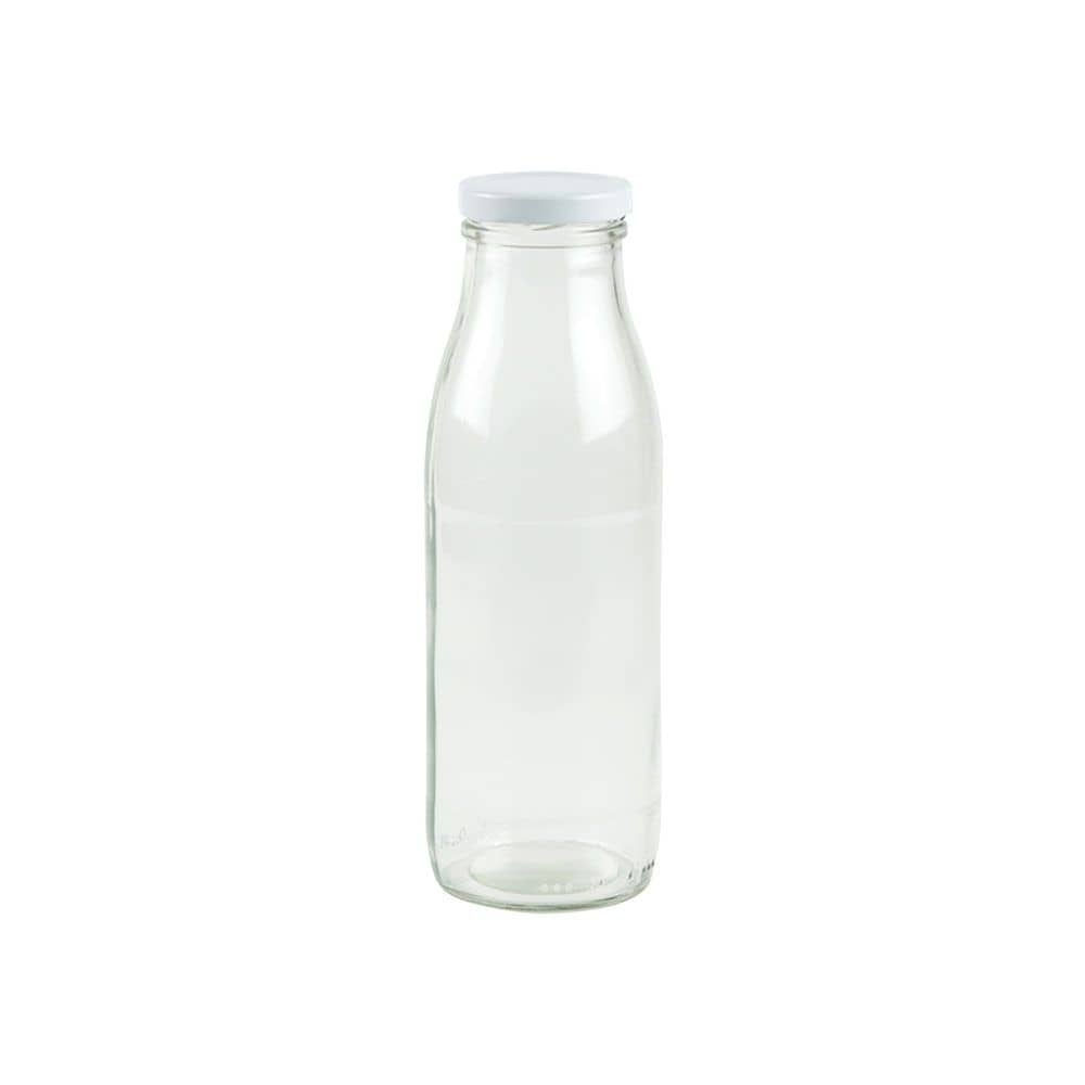 Saft-Flaschen 500 ml, klar, Deckel weiß