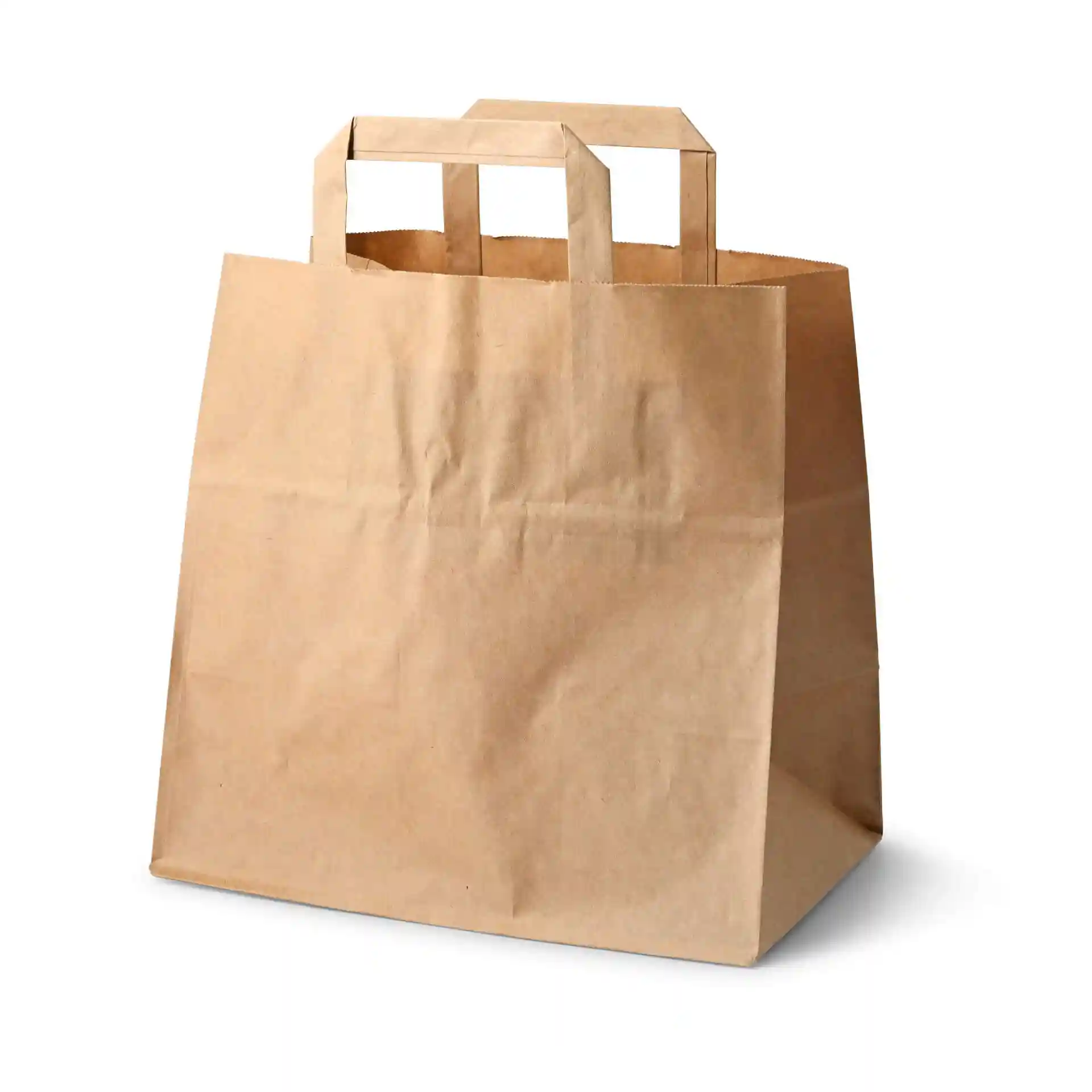 Sac en papier brun avec deux poignées, mesurant 26 x 17 x 25 cm.