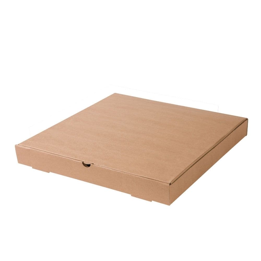 Boîte à pizza carton brun décor Une bonne pizza 260x260mm H35mm