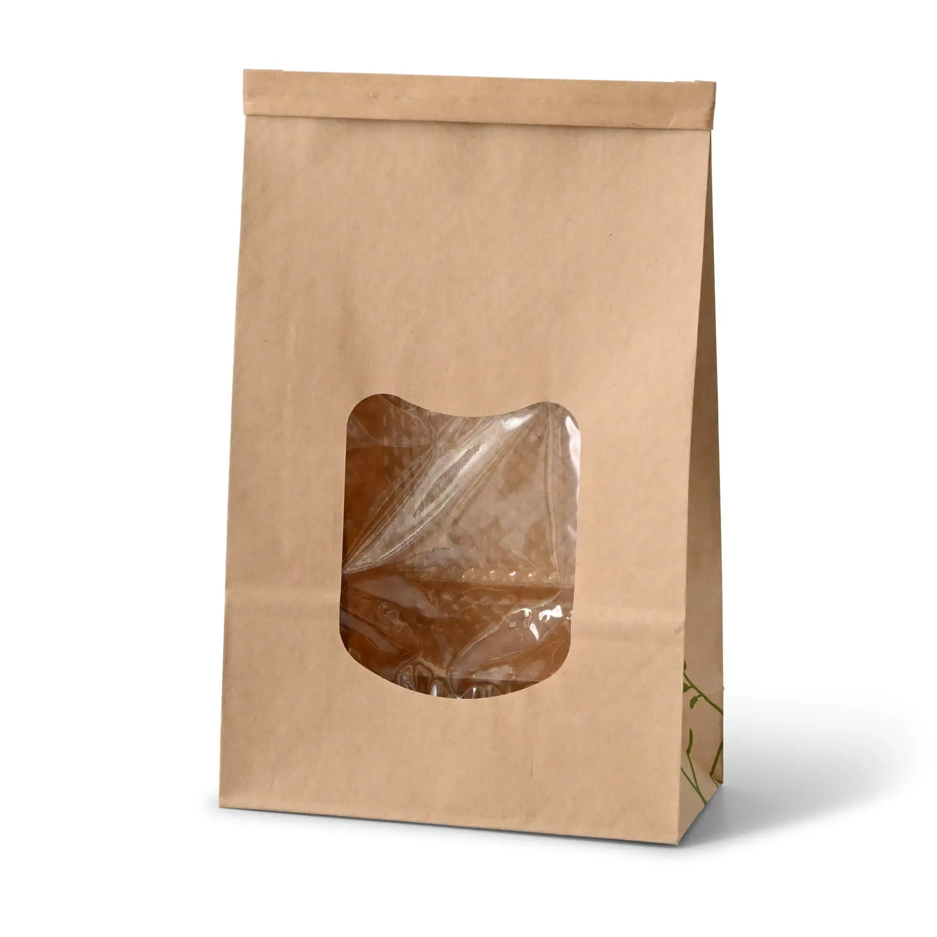 Sac SOS kraft brun L, fenêtre PLA et fermeture, 15,5 x 7 x  24,2 cm dre02790-blockbeutel-m-fenster-l-155-x-7-x-242-cm-pla-folie-braun-clipband-kraftpapier-1