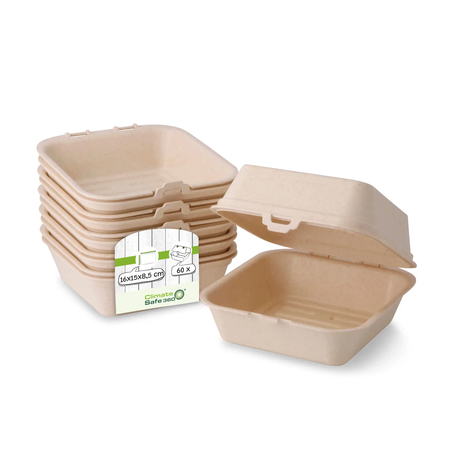 Boîtes à burger réutilisable "merways Box" 16 x 15 x 8,5 cm, cajou / blanc crème dfc00855-mehrweg-burgerboxen-merways-box-16-x-15-x-85-cm-cashew-creme-weiss