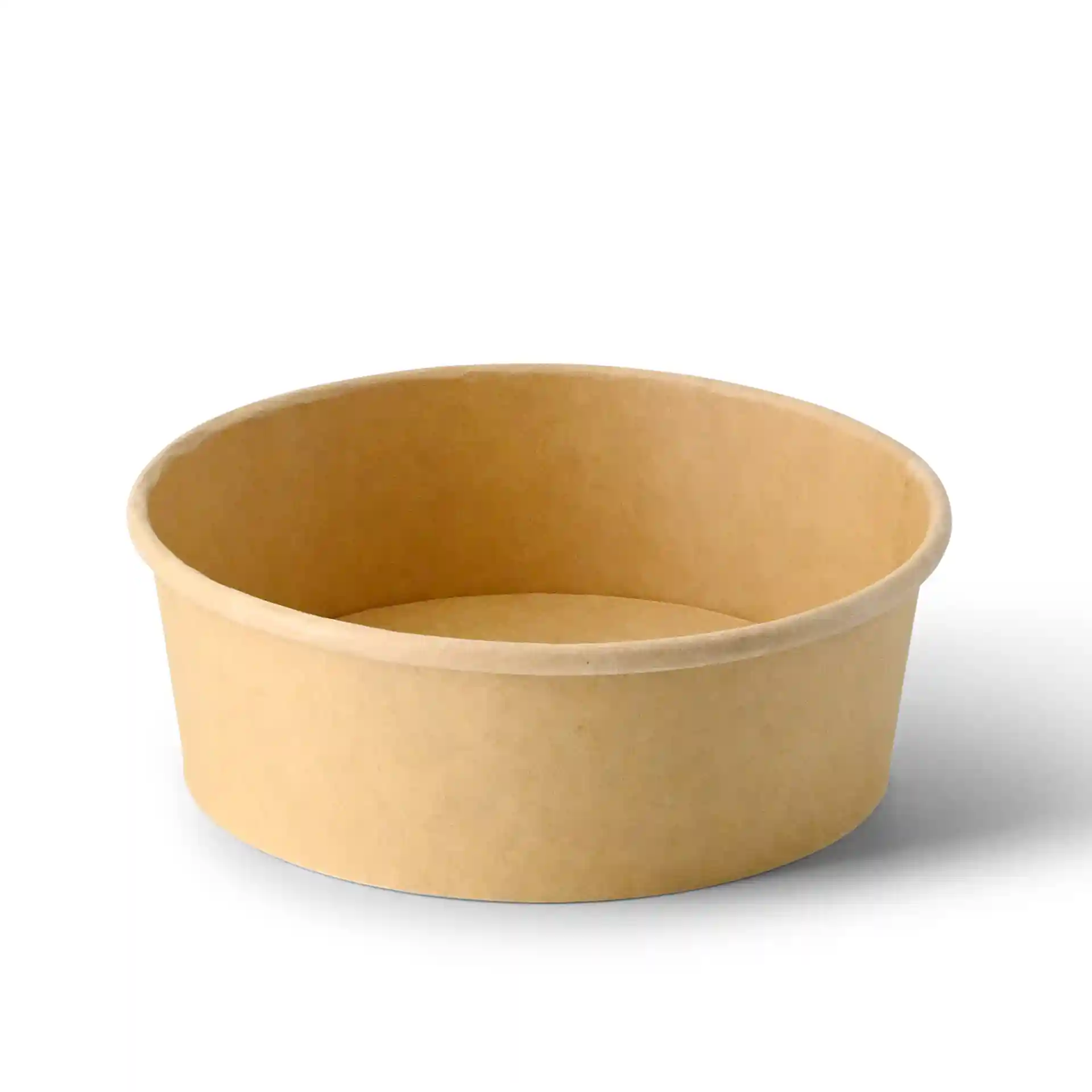 Bol rond en carton brun de 51 mm de hauteur et 150 mm de diamètre.