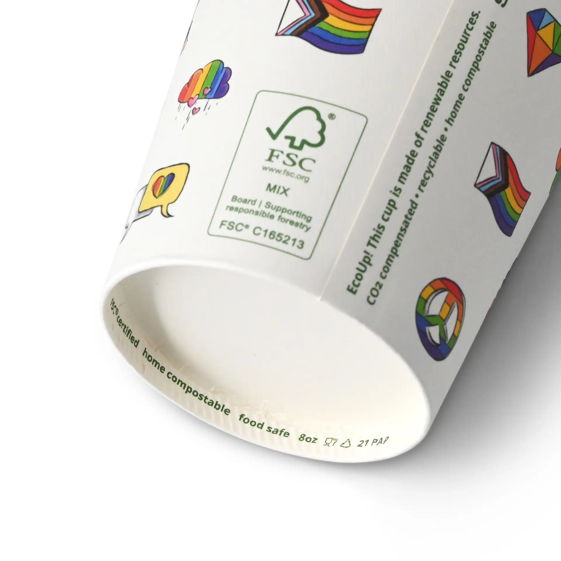 Gobelet en carton imprimé "Pride" 200 ml / 8 oz, Ø 80 mm, blanc dhd04557-pappbecher-bedruckt-pride-200-ml-8-oz-80-mm-weiss-4