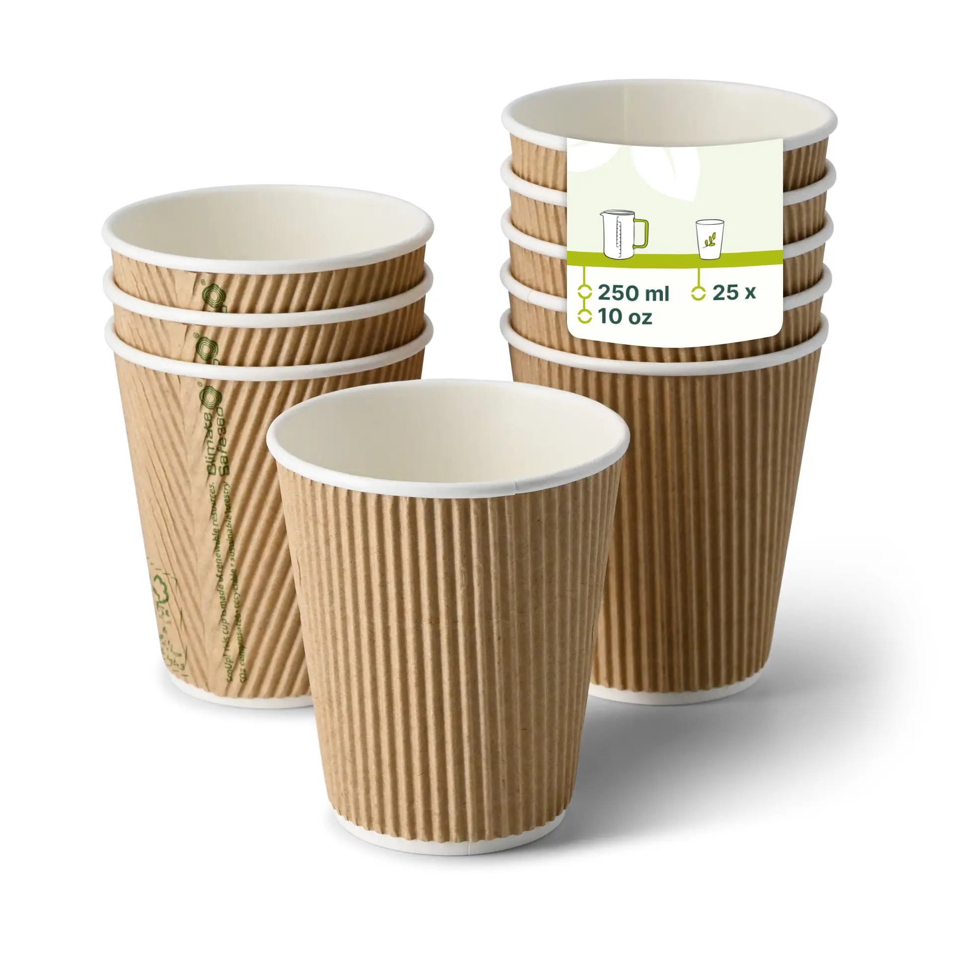 Gobelet en carton ondulé 25 cl / 10 oz, Ø 90 mm, brun dhd049261-riffelbecher-coffee-to-go-becher-250-ml-10-oz-90-mm-braun-innen-weiss