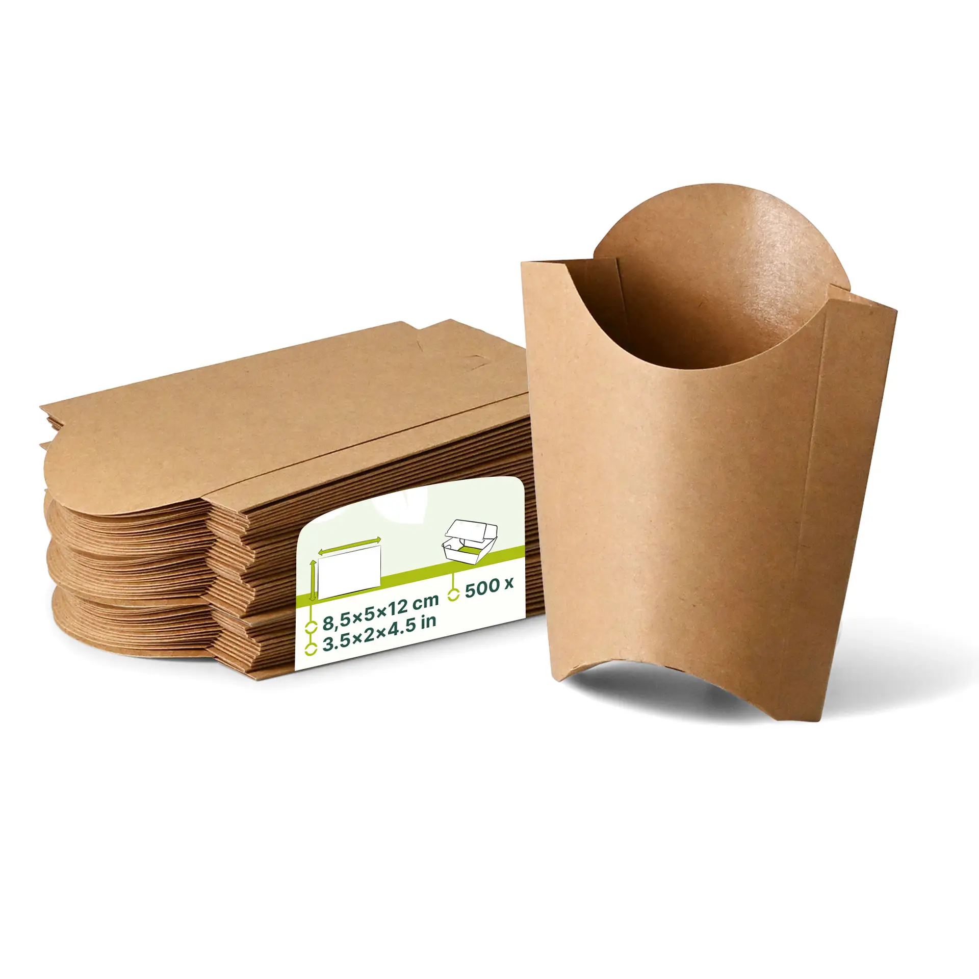Barquette carton pour frites 8,5 x 5 x 12 cm, marron Barquette carton pour frites 8,5 x 5 x 12 cm, marron