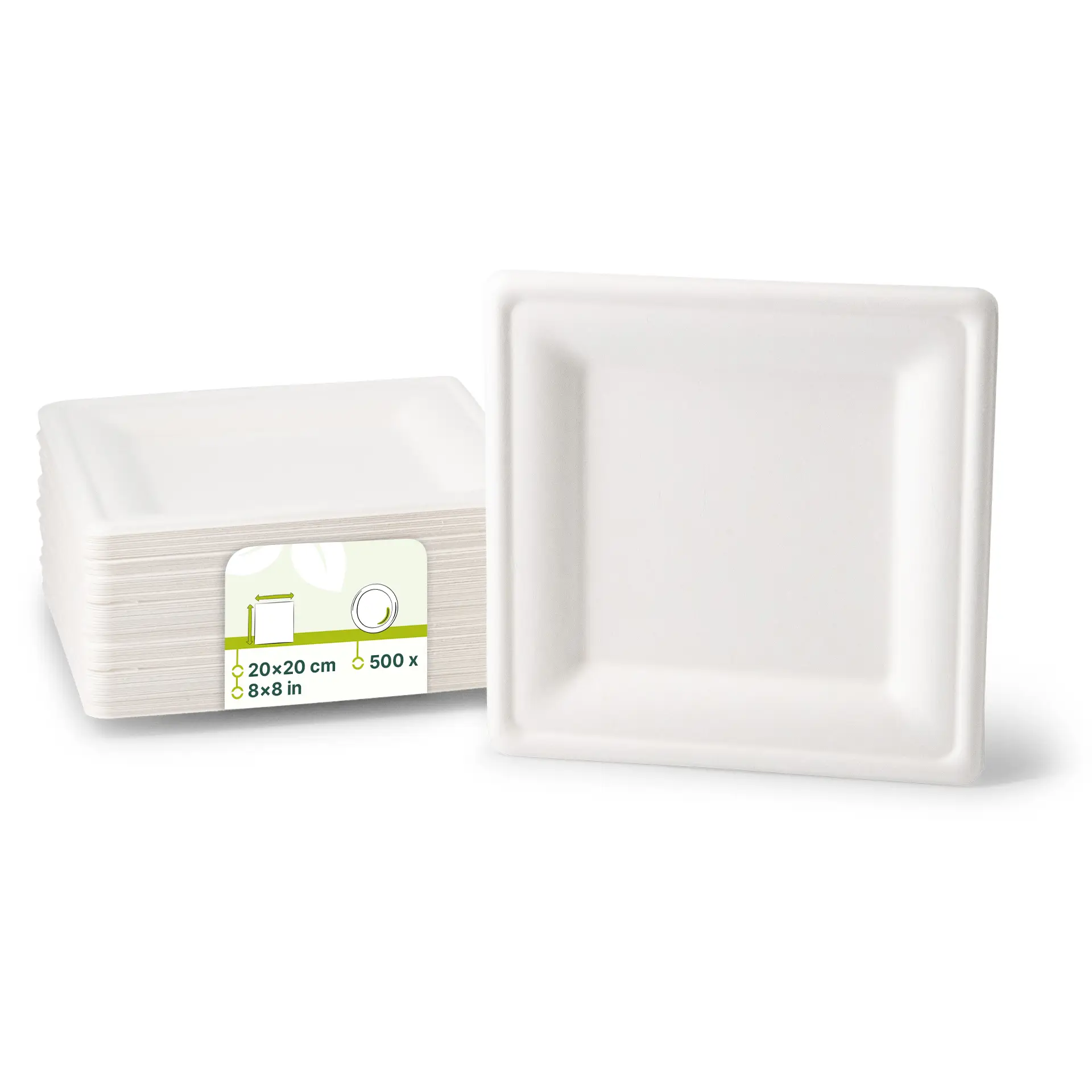 Assiette carrée en canne à sucre, 20 x 20 cm Assiette carrée en canne à sucre, 20 x 20 cm