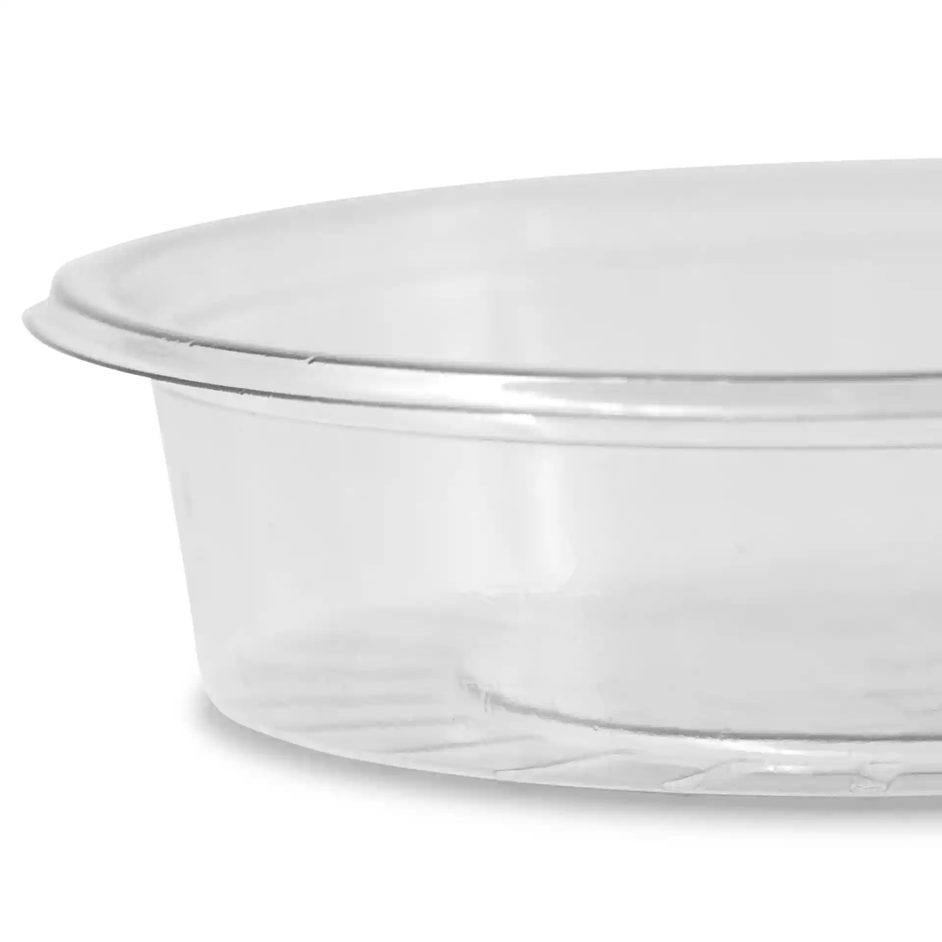 Pot à sauce rPET transparent de 75 mm de diamètre et 17 mm de hauteur, vu de côté.