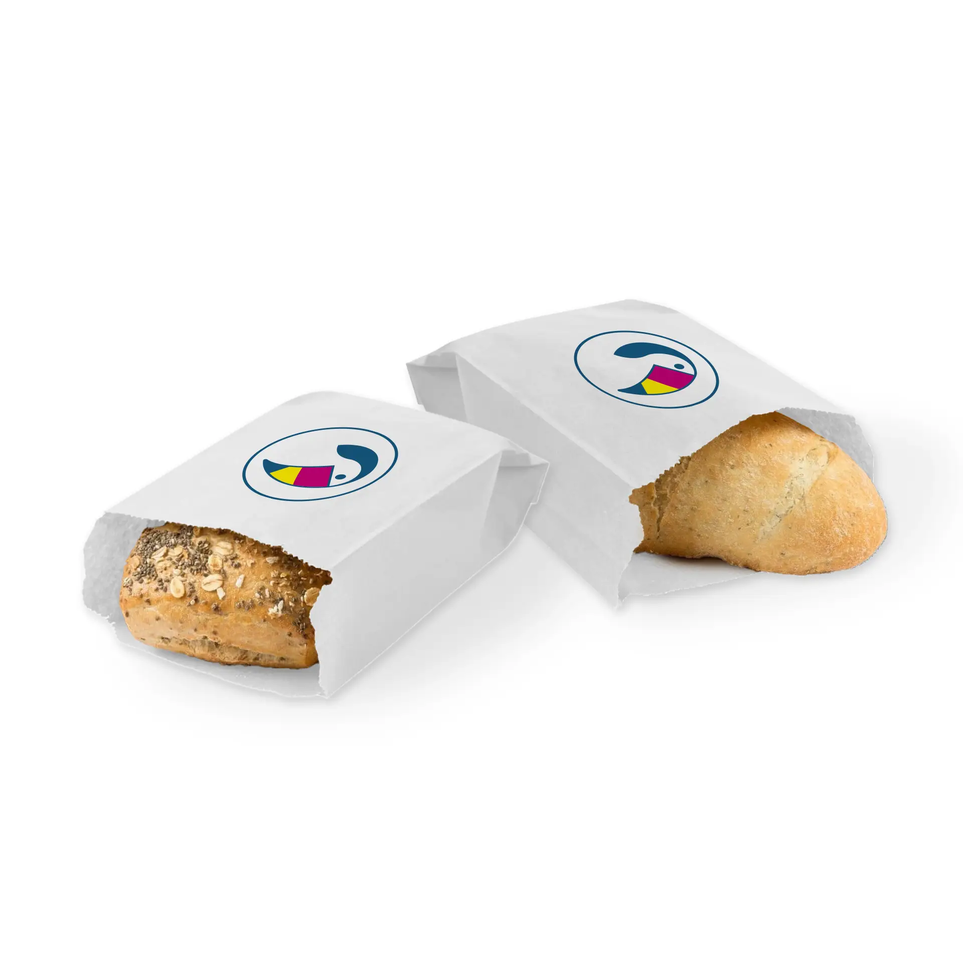 Sacs à pain imprimés, blancs, 10 x 5 x 19 cm