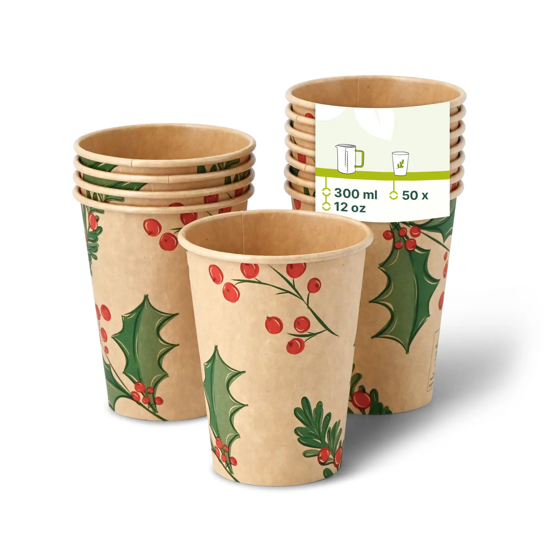 Gobelet en carton hiver non blanchi "Branches" 300 ml / 12 oz, Ø 90 mm Gobelet en carton hiver non blanchi "Branches" 300 ml / 12 oz, Ø 90 mm
