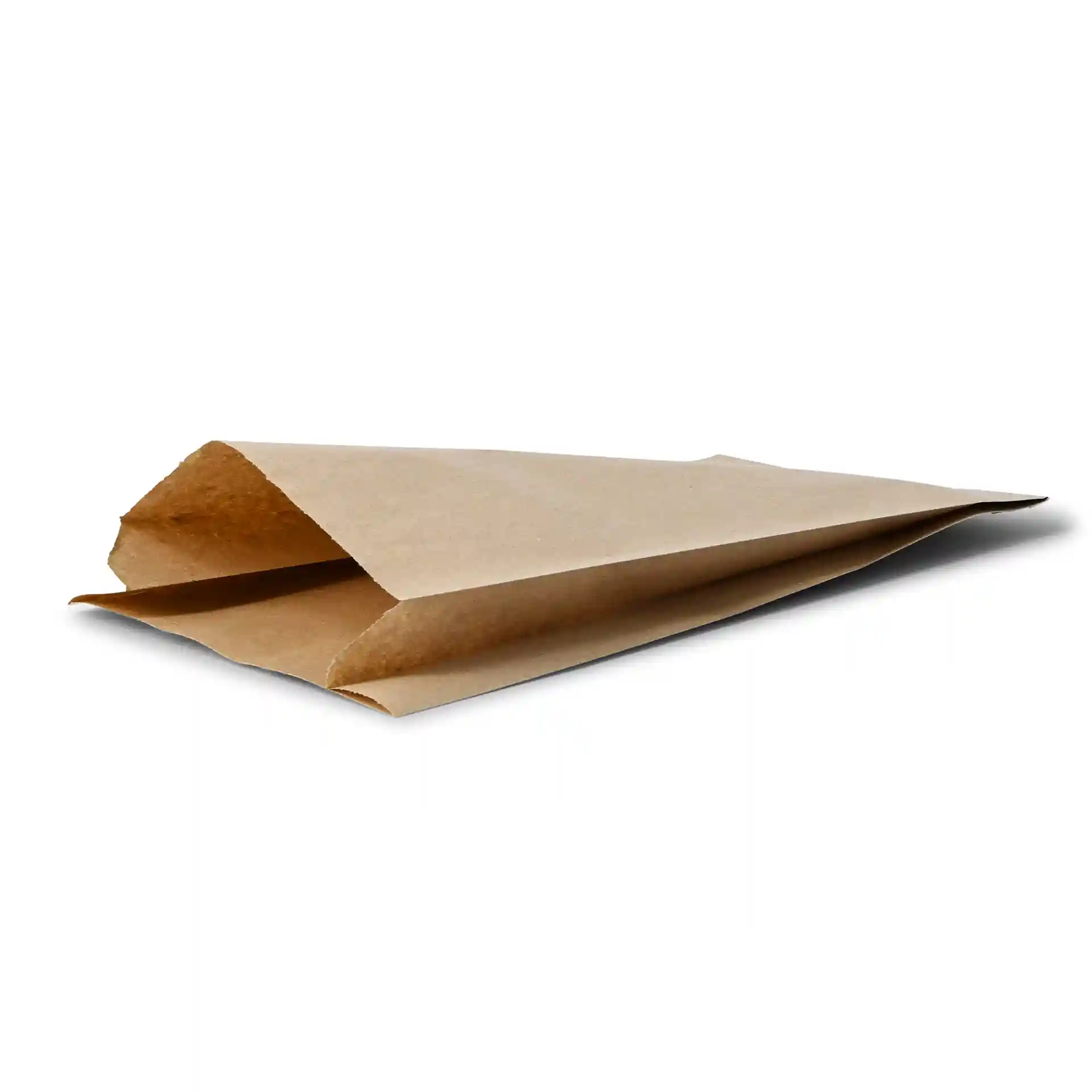 Sac en papier plat marron mesurant 15 x 6 x 29 cm, avec un haut ouvert et sans revêtement ni fenêtre de visualisation.