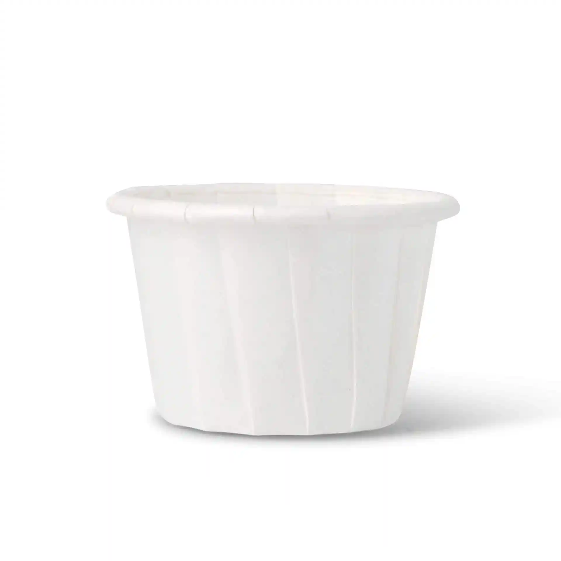 Gobelet blanc d'une hauteur de 30 mm et d'un diamètre supérieur de 48 mm, contenant 35 ml de liquide.