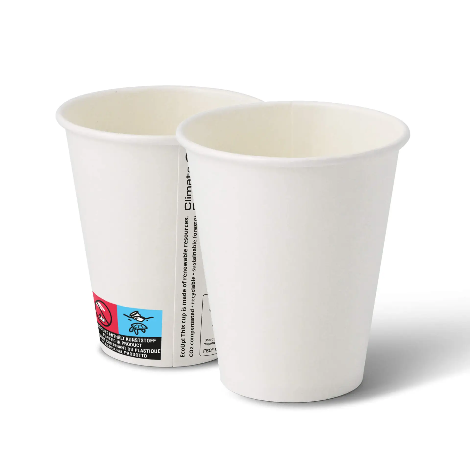Gobelet en carton (revêtu de PE) 25 cl / 10 oz, Ø 90 mm, blanc