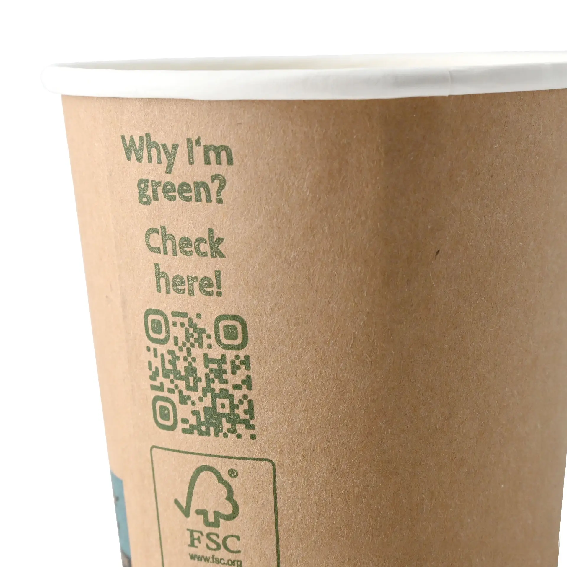 Gobelet café à emporter 200 ml / 8 oz, Ø 80 mm, double paroi, brun / intérieur blanc, revêtement PLA