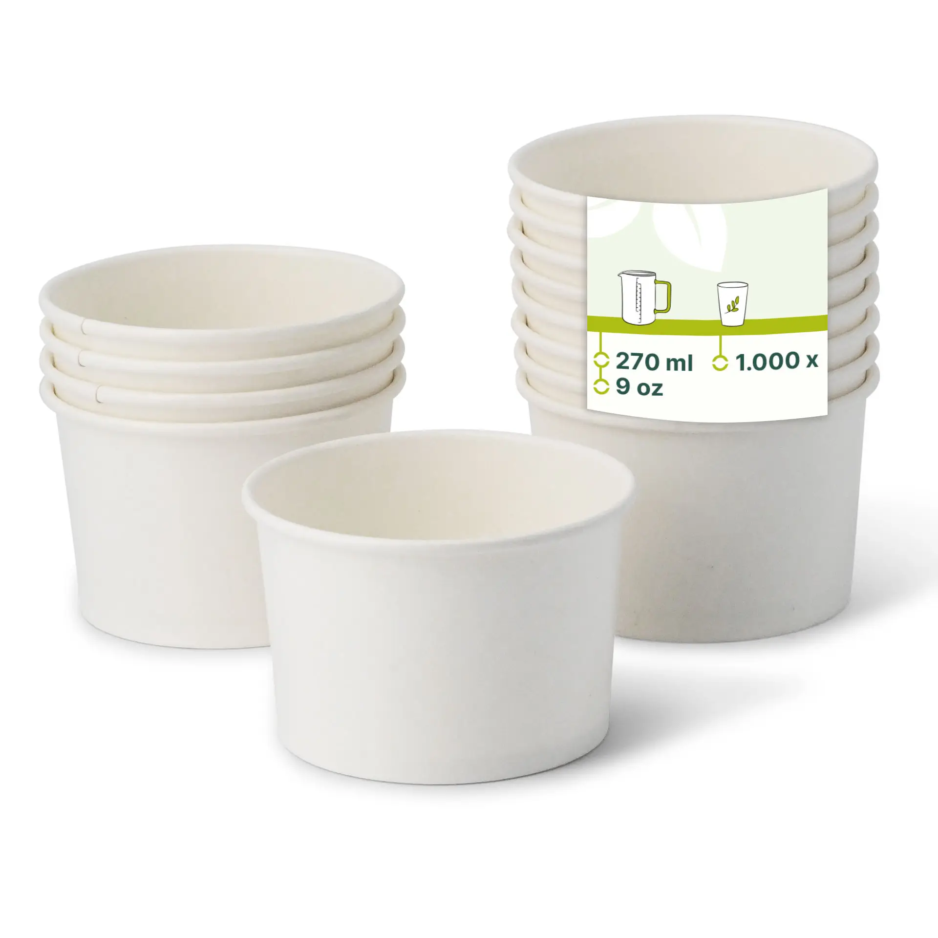 Pot à glace en carton M, 200 ml, max. 9,5 oz (revêtu de PE), Ø 92 mm, Blanc Pot à glace en carton M, 200 ml, max. 9,5 oz (revêtu de PE), Ø 92 mm, Blanc