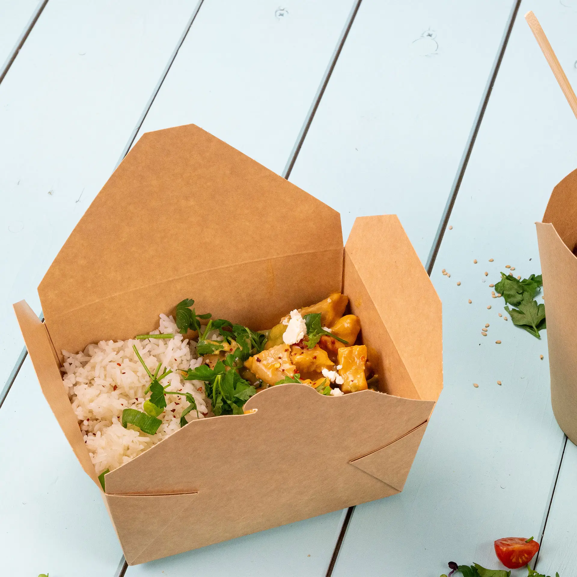 Boite repas à emporter en carton kraft brun, 1200 ml Boite repas à emporter en carton kraft brun, 1200 ml