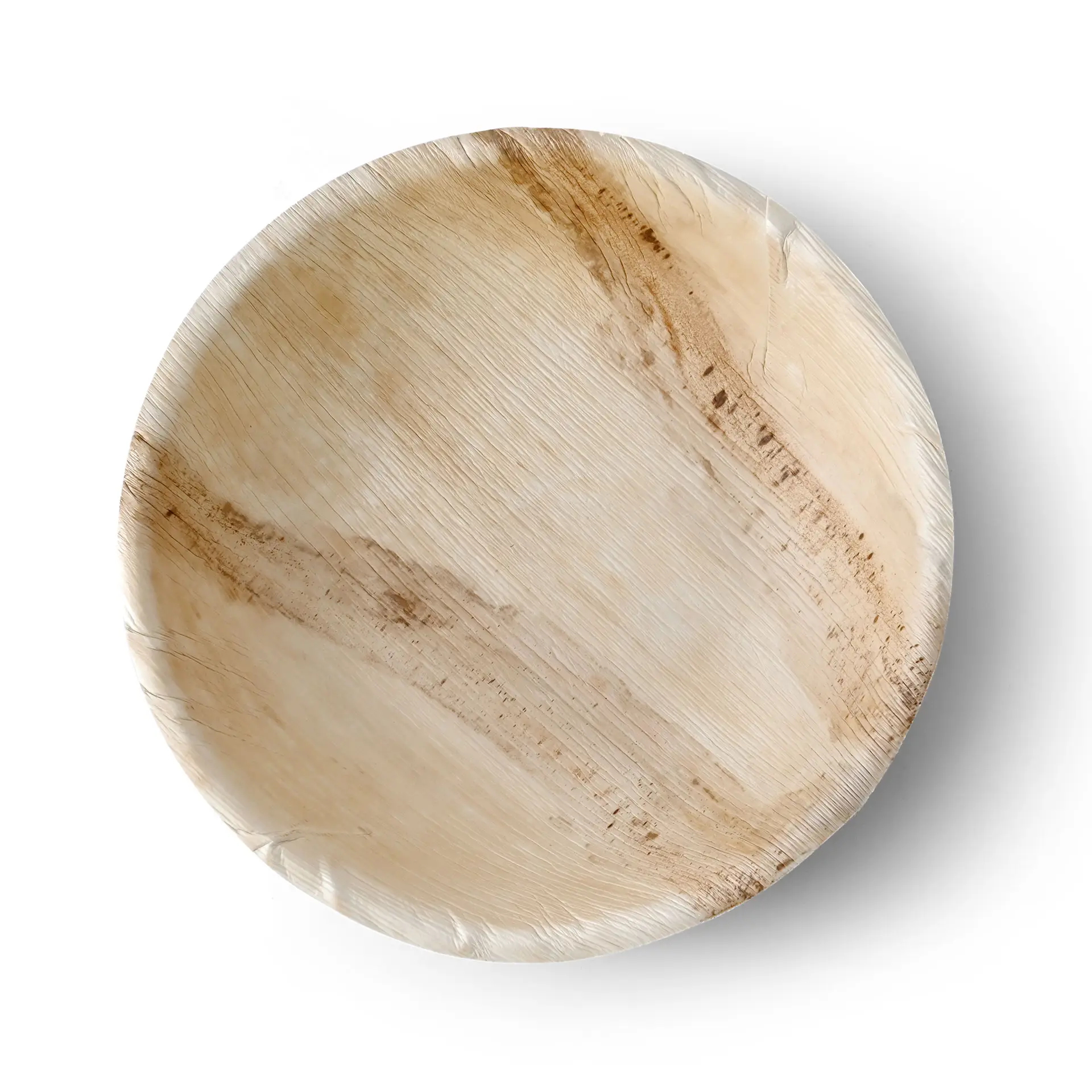 Bol en feuille de palmier rond, 30 cm de diamètre, adapté aux aliments chauds et froids, biodégradable, avec un motif de grain unique.