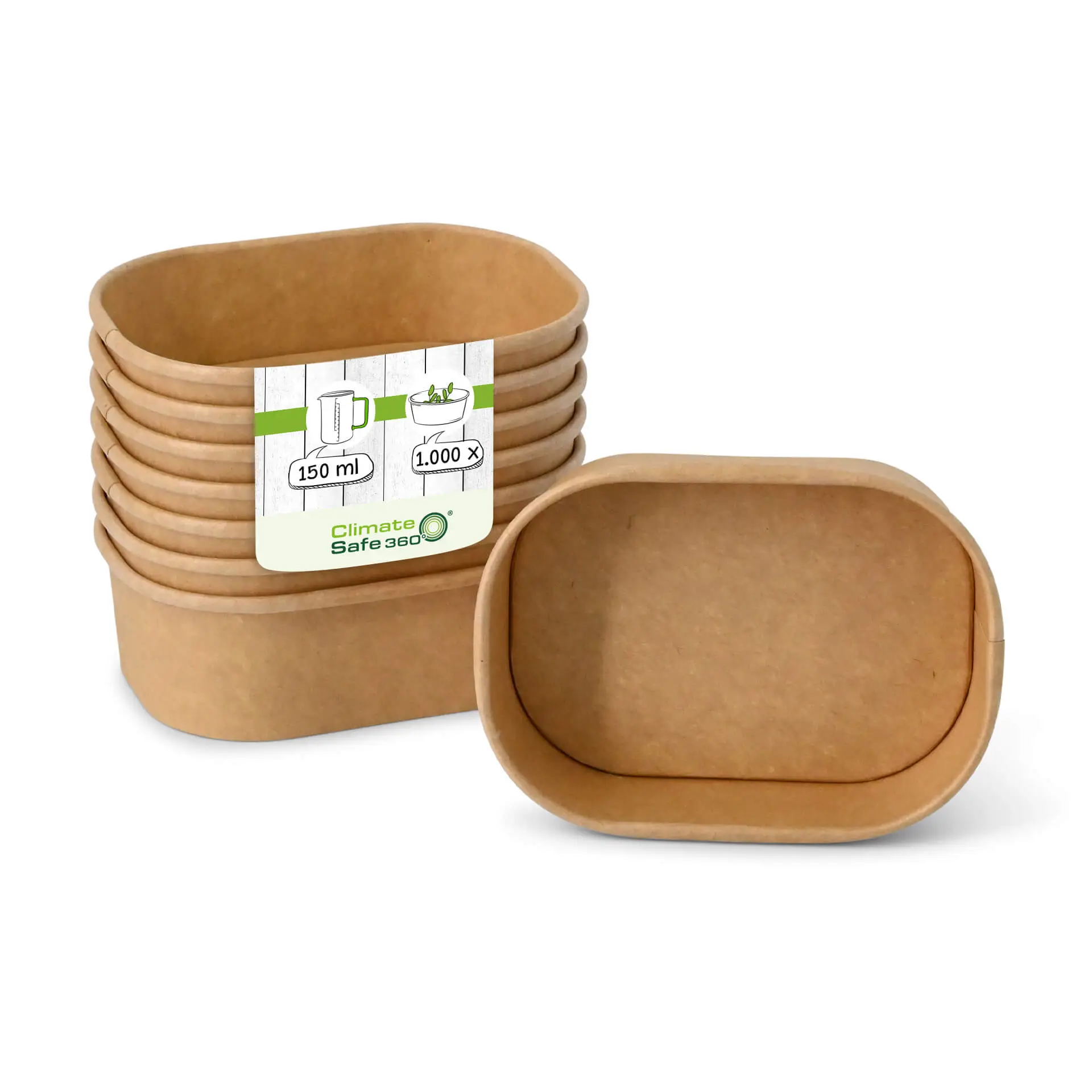 Barquette en carton 150 ml, 11 x 8 x 3,5 cm, marron, rectangulaire
