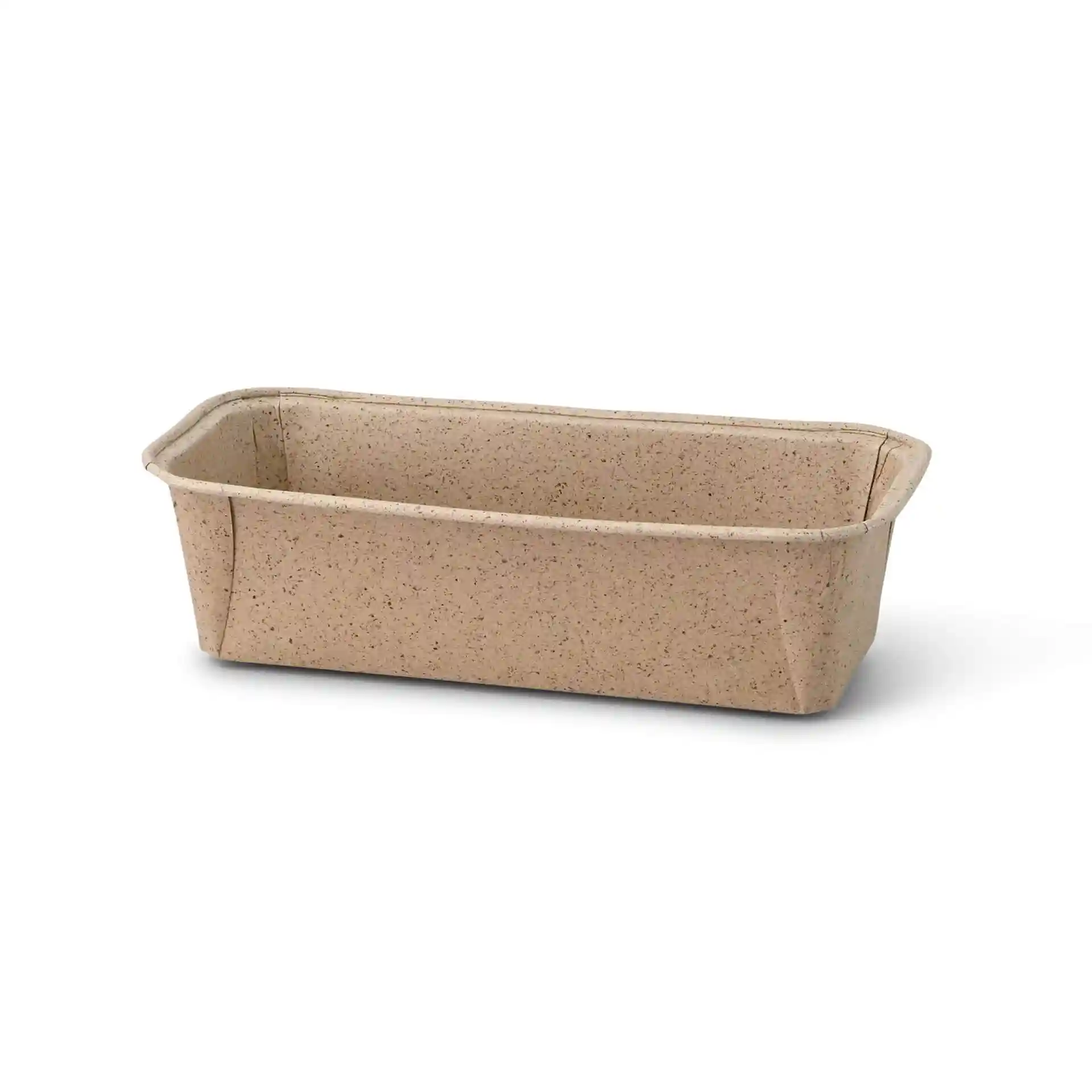 Moule à pâtisserie rectangulaire en papier cacao brun, mesurant 20 × 7 × 6 cm.