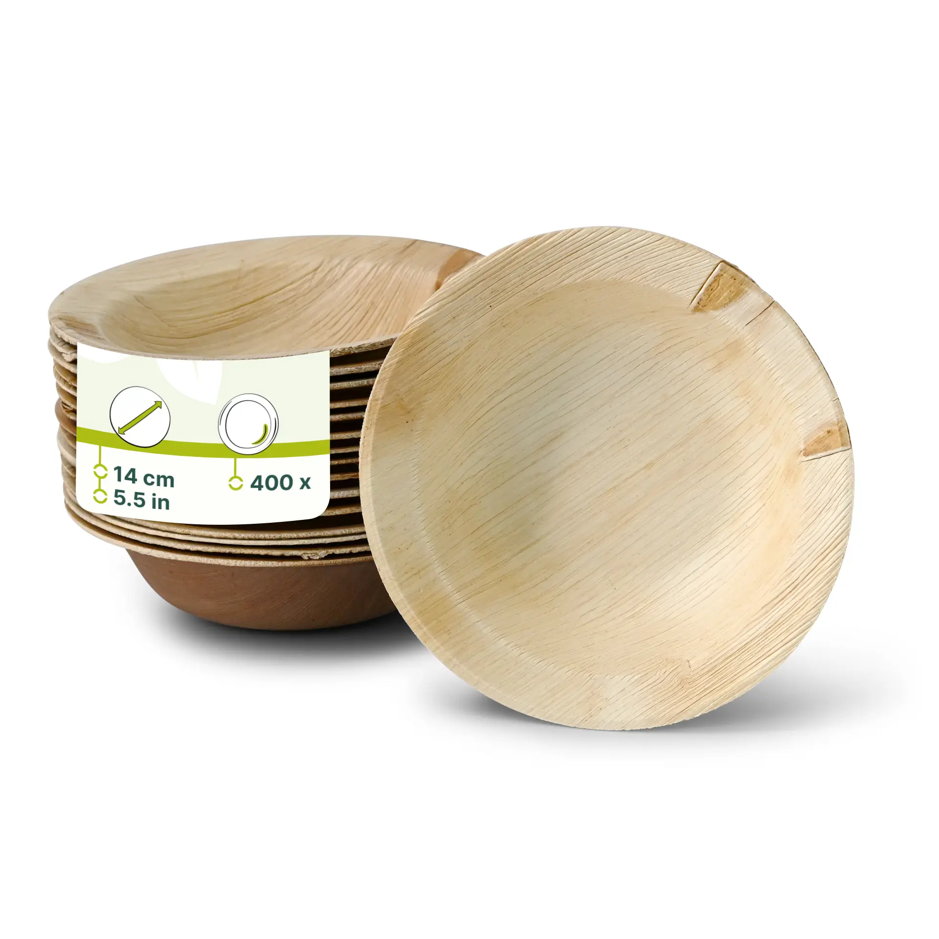 Assiette en feuille de palmier "Palmware®" Ø 14 cm, profonde, ronde, avec bord Assiette en feuille de palmier "Palmware®" Ø 14 cm, profonde, ronde, avec bord