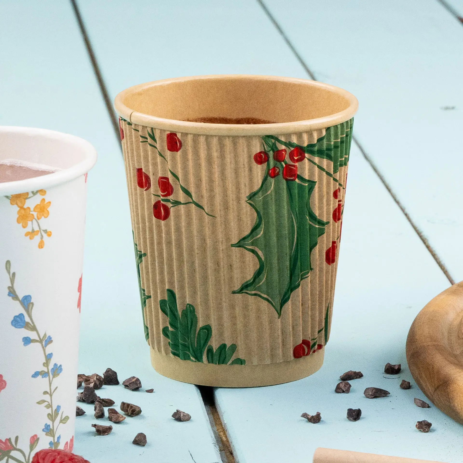 Gobelet à double paroi personnalisé, 200 ml / 8 oz, brun, enduit PE