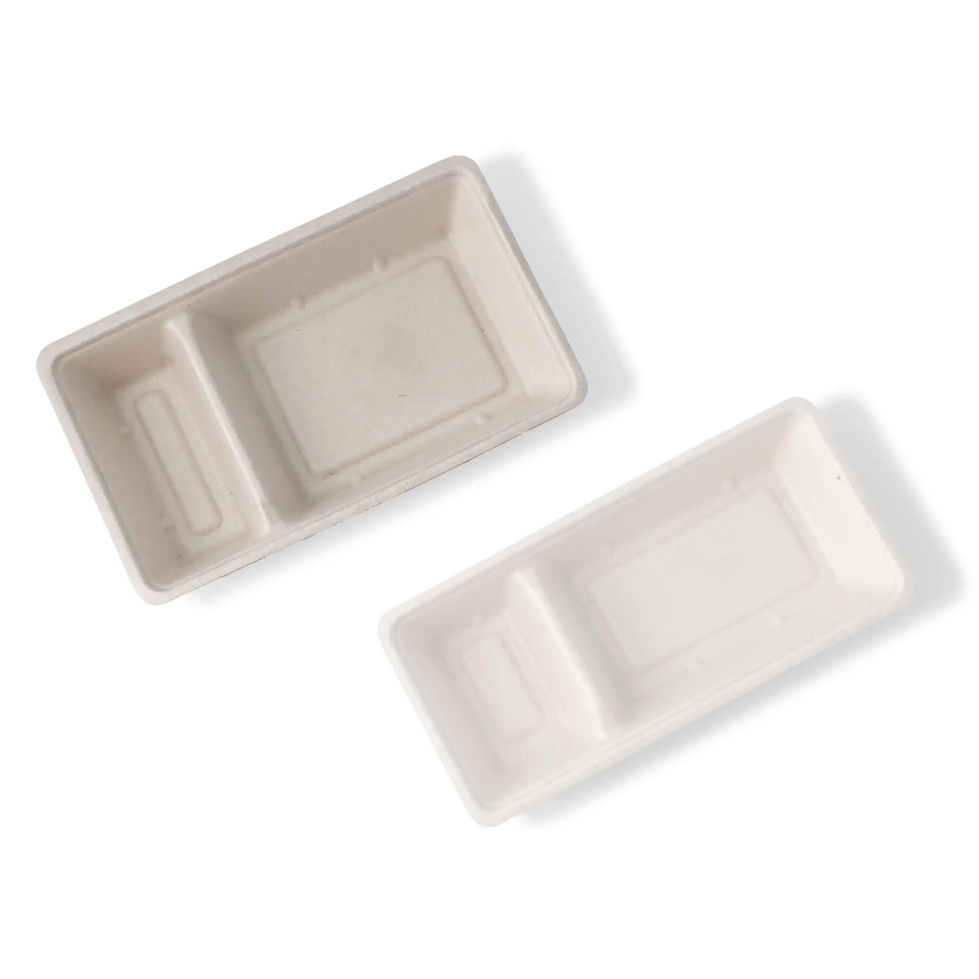 Ravier à frites en canne à sucre, 2 compartiments, 12 x 20 x 3,5 cm Ravier à frites en canne à sucre, 2 compartiments, 12 x 20 x 3,5 cm