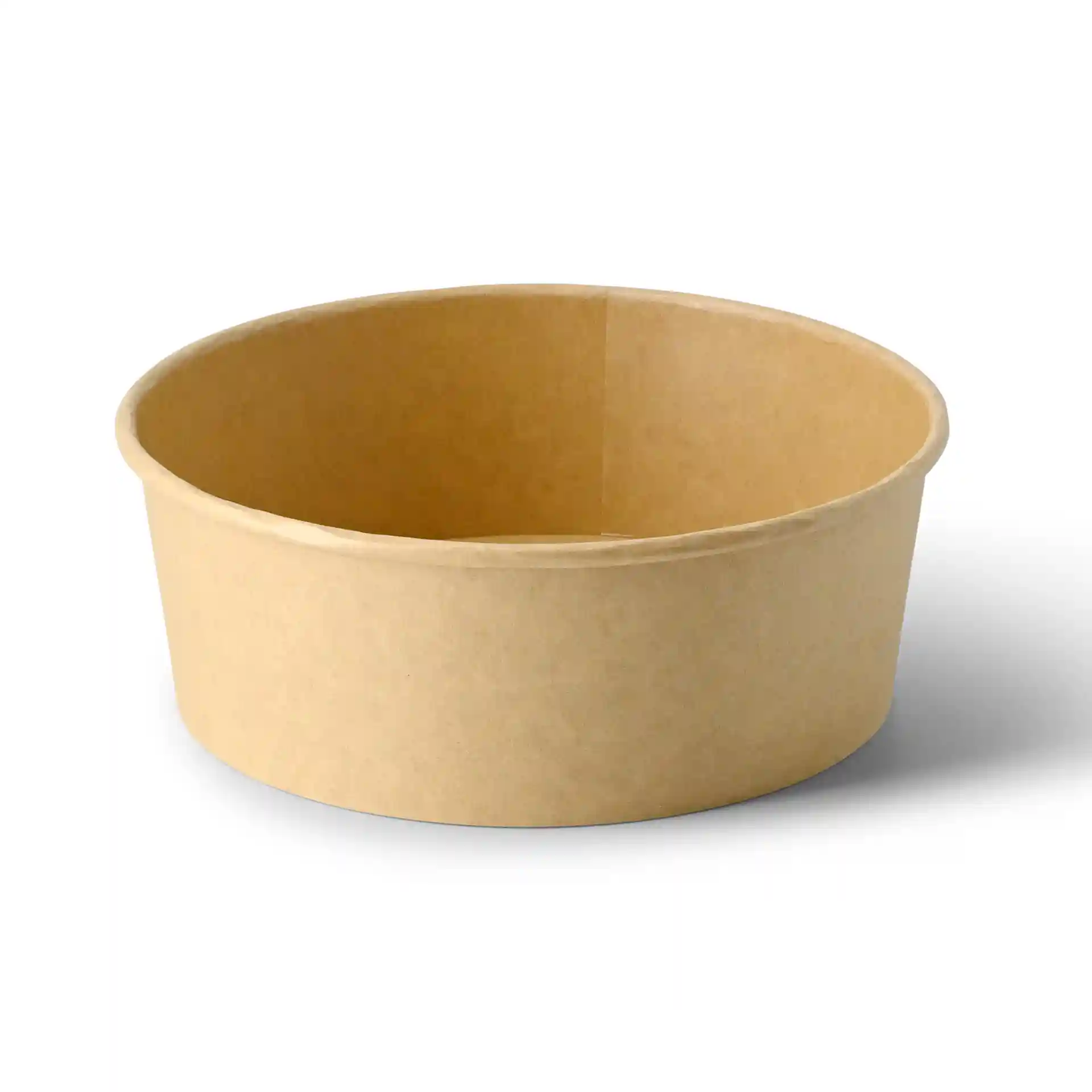 Bol rond en carton brun de 65 mm de hauteur et 185 mm de diamètre, conçu pour un usage alimentaire.