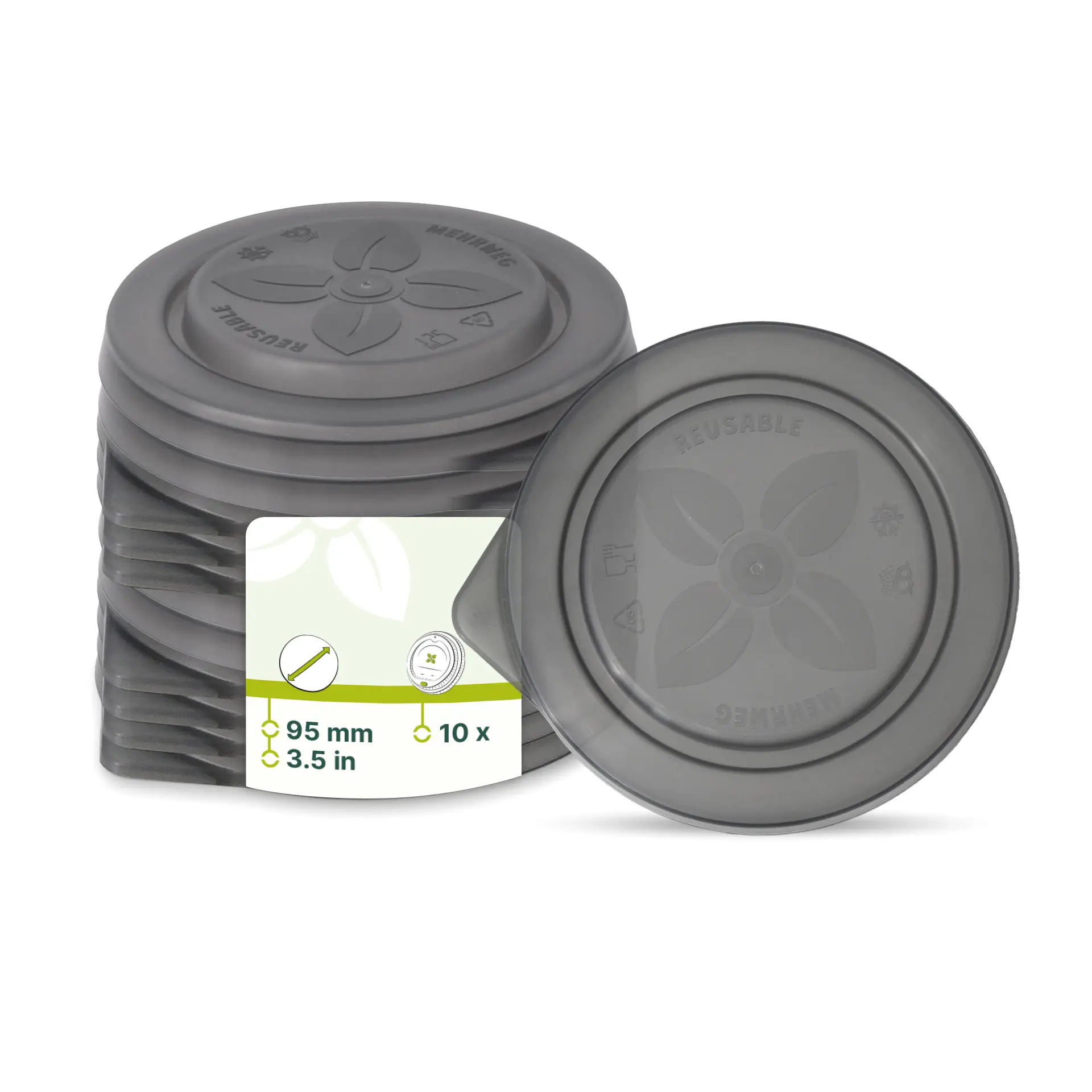 Couvercle réutilisable «merways Cup» gris, Ø 95mm, PP Couvercle réutilisable «merways Cup» gris, Ø 95mm, PP