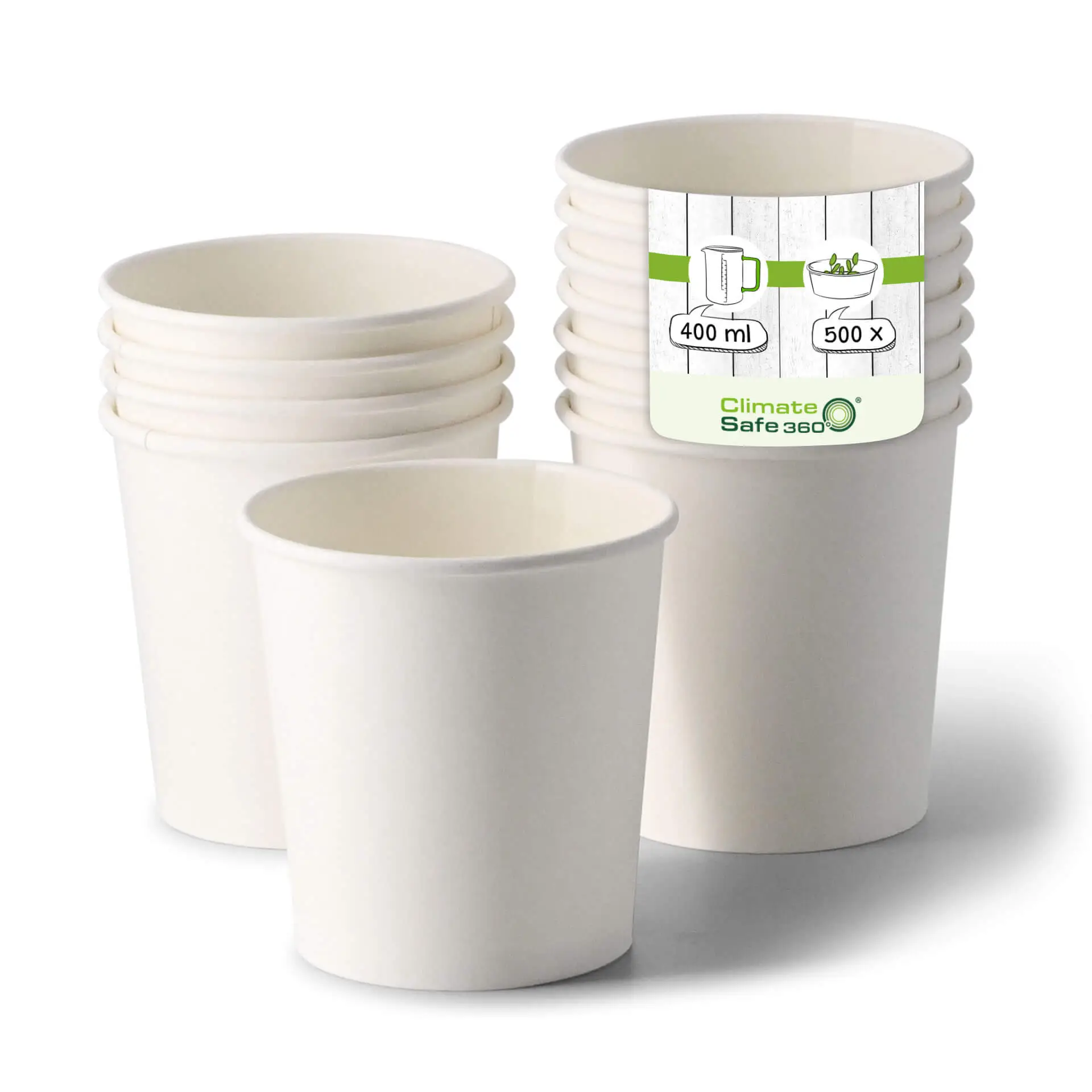 Pot à soupe à emporter en carton (Premium) 400 ml / 16 oz, Ø 95 mm, blanc, revêtement biologique