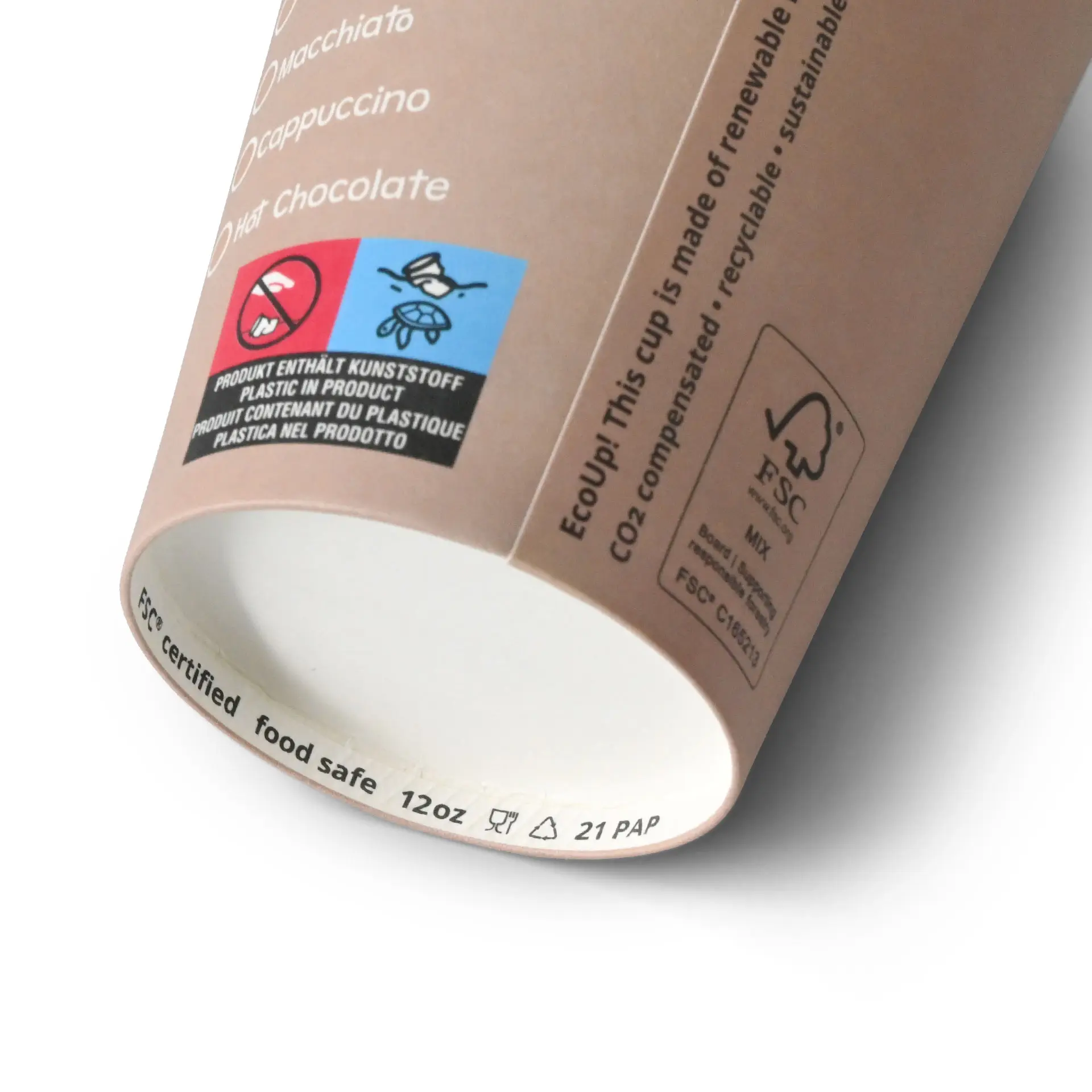 Gobelet en carton imprimé "Coffeebreak" (revêtu) 300 ml / 12 oz, Ø 80 mm, blanc