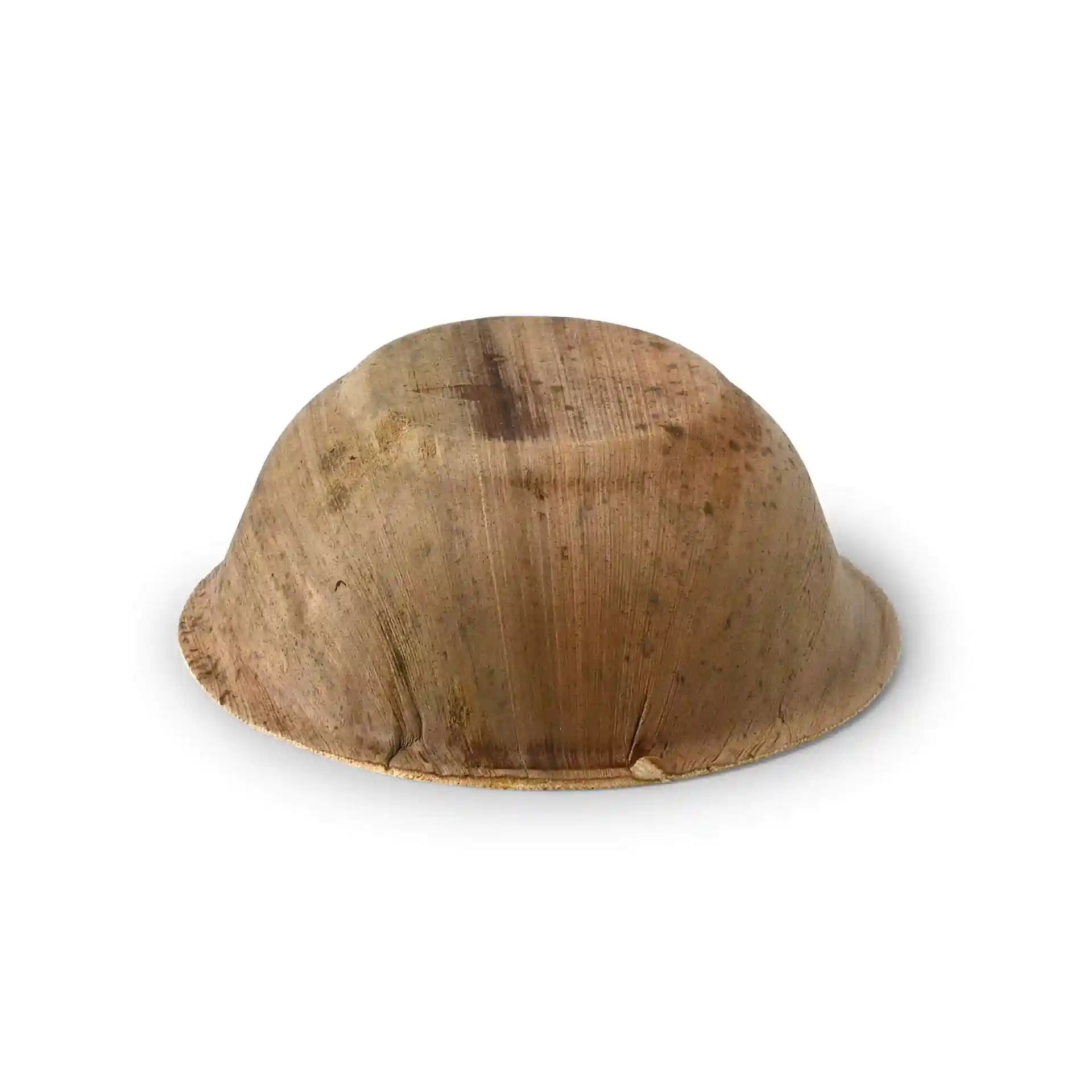 Bol rond en feuille de palmier de 48 mm de hauteur et 133 mm de diamètre, montrant une texture de grain naturel.