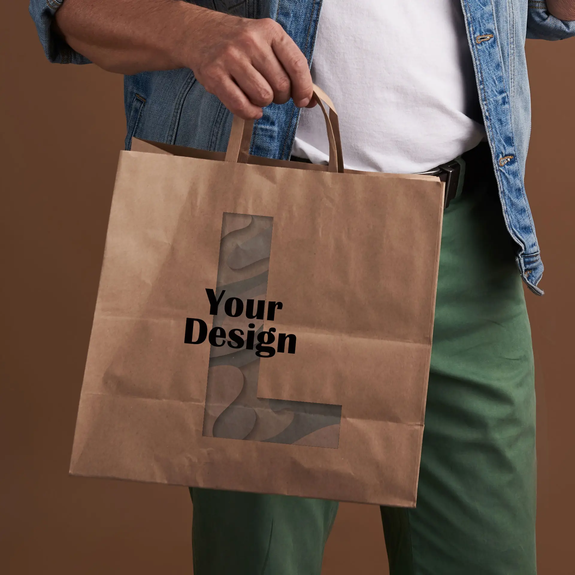 Sacs en papier, marron, L - fond large 26 x 17 x 25 cm