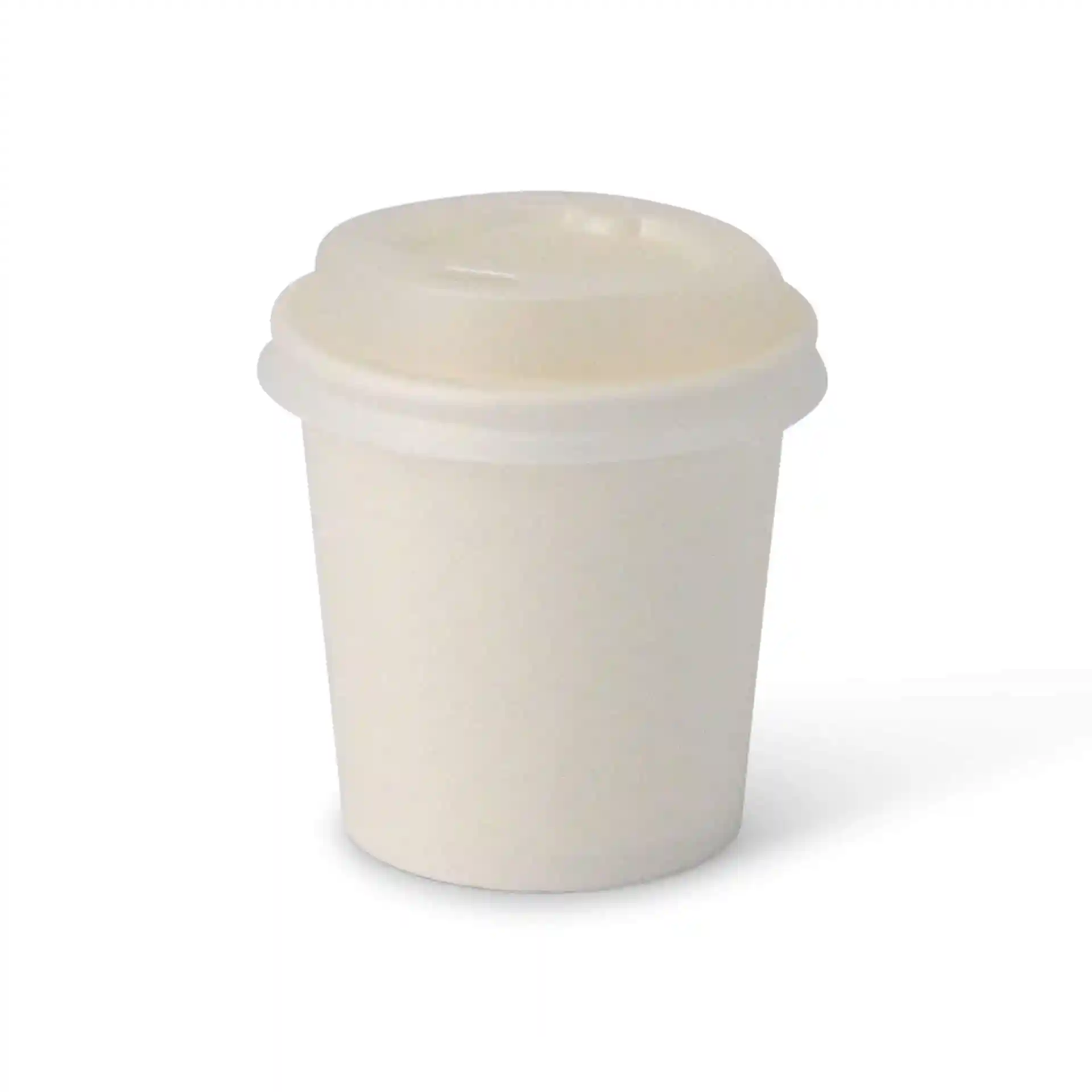 Gobelet en papier blanc de 4 oz, de forme ronde et surface enduite, avec couvercle et diamètre de 62 mm.