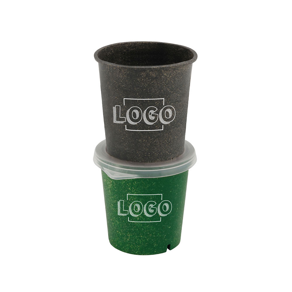 Mehrweg-Becher "Häppy Cup" 400 ml, Ø 95 mm, Pfeffer / grau, Individualdruck