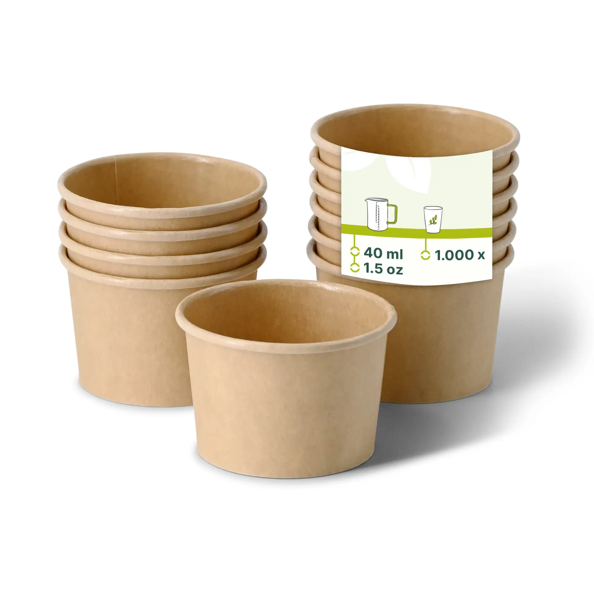 Petit pot en carton (revêtu de PE) 40 ml, Ø 62 mm, marron Petit pot en carton (revêtu de PE) 40 ml, Ø 62 mm, marron