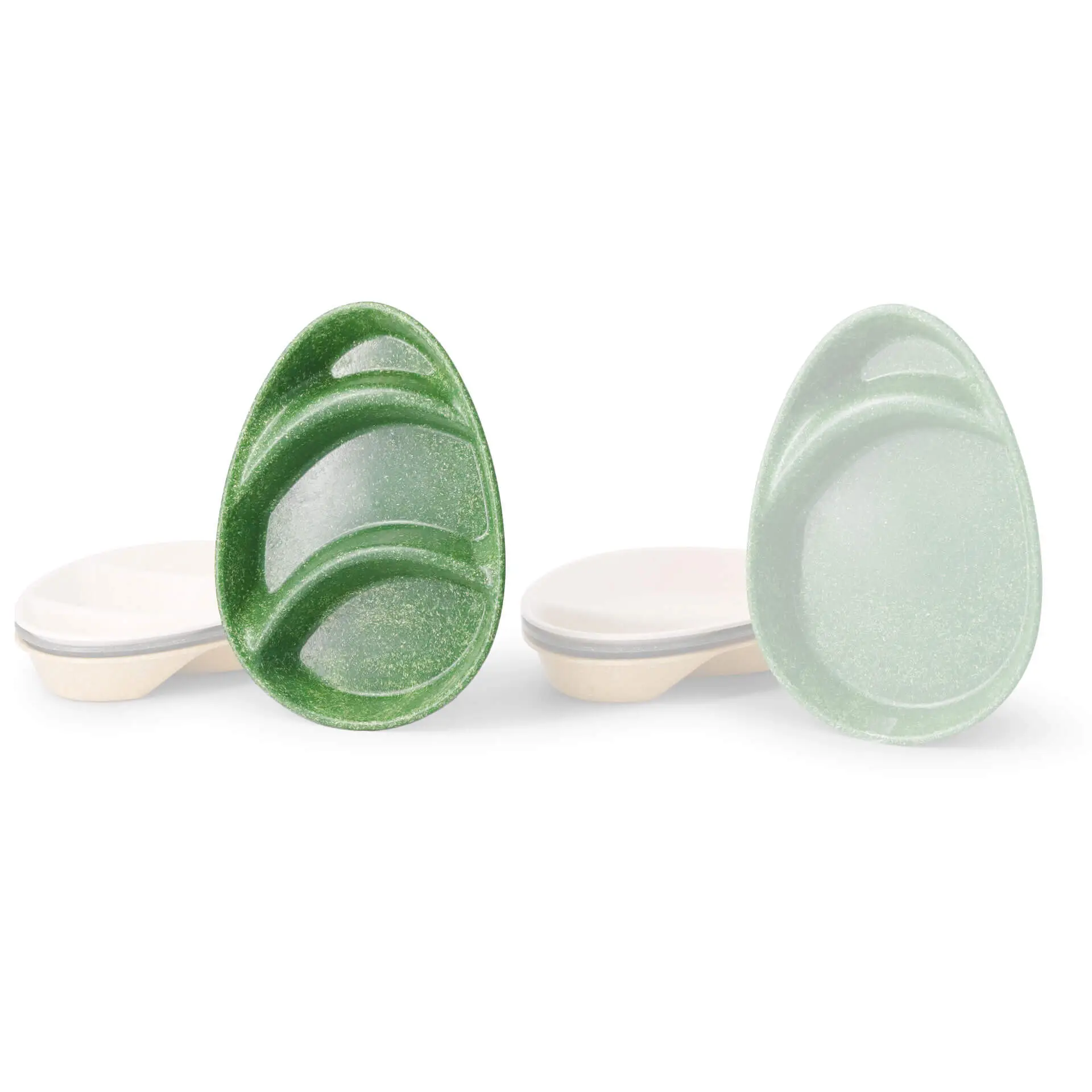 Assiette ovale réutilisable "merways Plate" 27,5 x 20 x 3,5 cm, 3 compartiments, épinards / vert foncé dfc008371-mehrweg-menue-teller-merways-plate-275-x-20-x-35-cm-3-kammern-tropfenfoermig-spinat-dunkelgruen-9