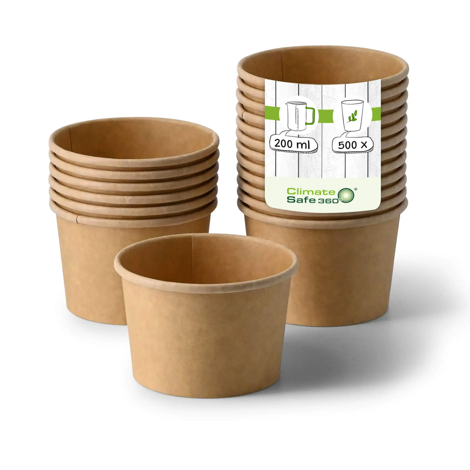 Pot à soupe à emporter en carton (Premium) 200 ml / 8 oz, Ø 90 mm, brun, revêtement biologique