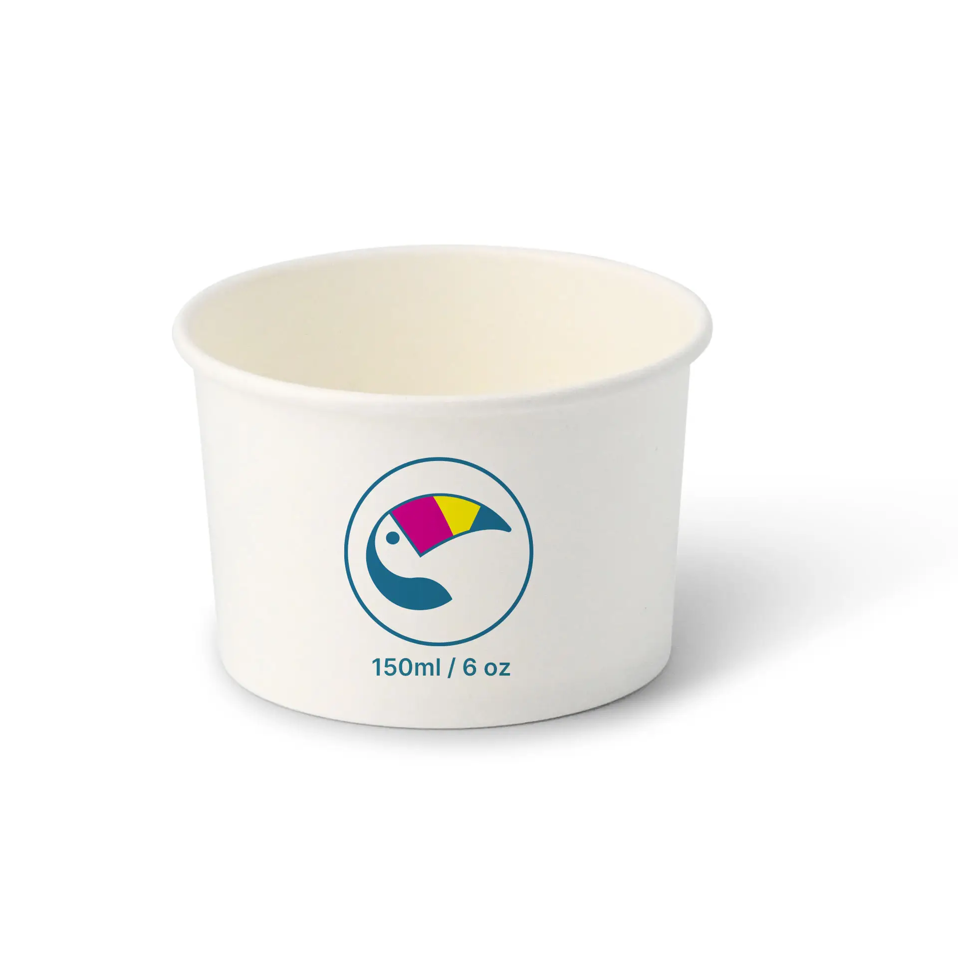Gobelet à glace personnalisé, 150 ml / 6 oz, blanc, revêtement PLA