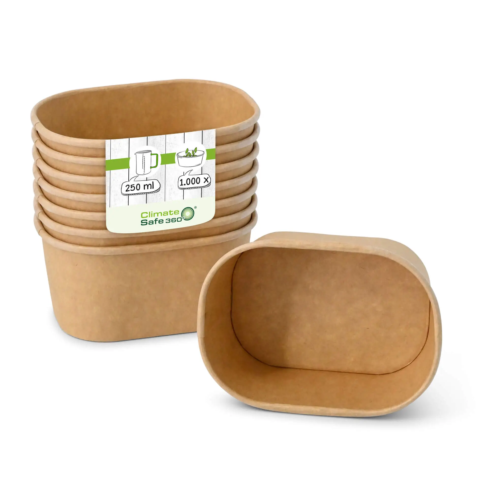 Barquette en carton 250 ml, 11 x 8 x 5 cm, marron, rectangulaire