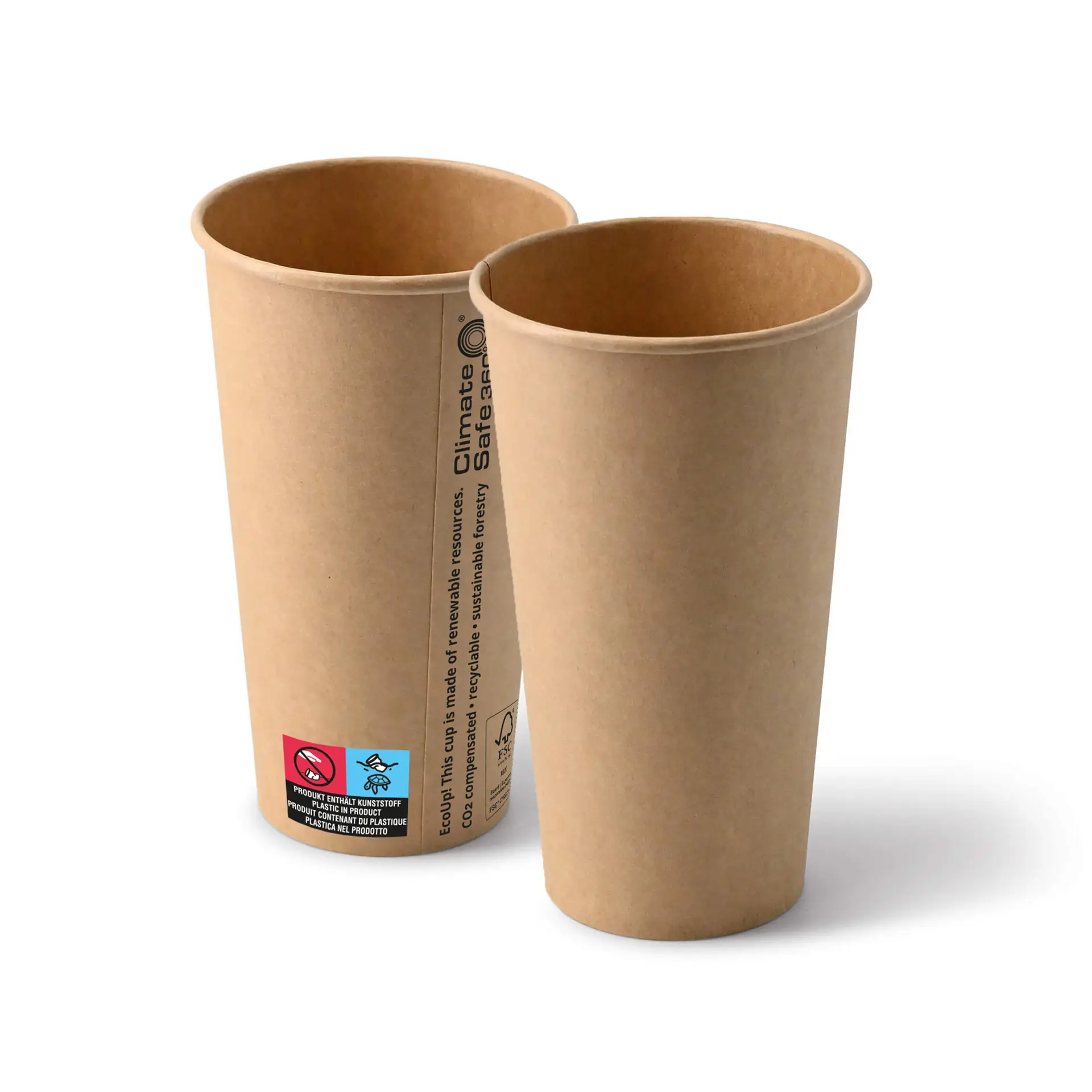 Gobelet en carton (revêtu de PE) 50 cl / 20 oz, Ø 90 mm, brun