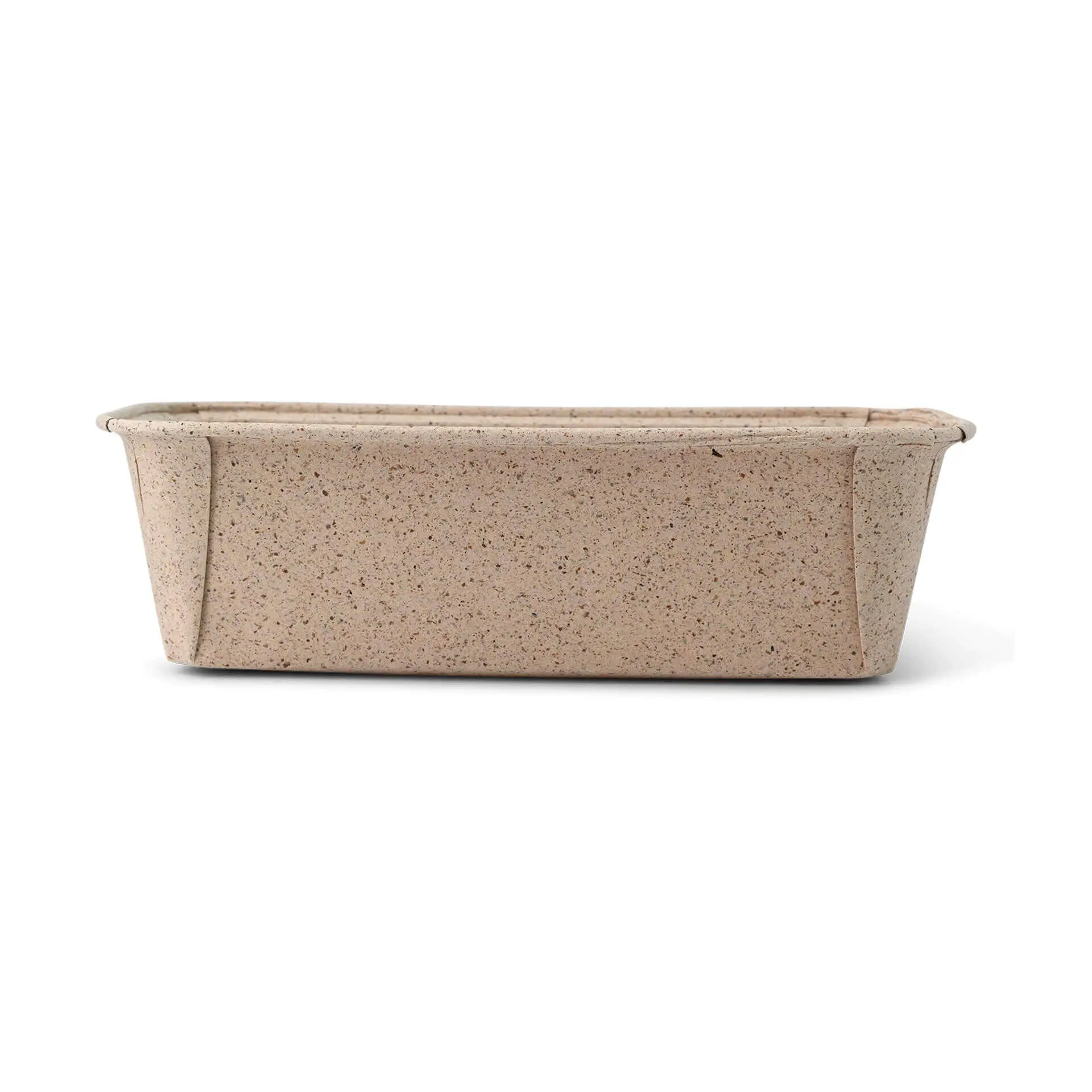 Moule à pâtisserie rectangulaire en papier cacao, biodégradable, couleur marron, dimensions 16 × 5,5 × 5 cm.