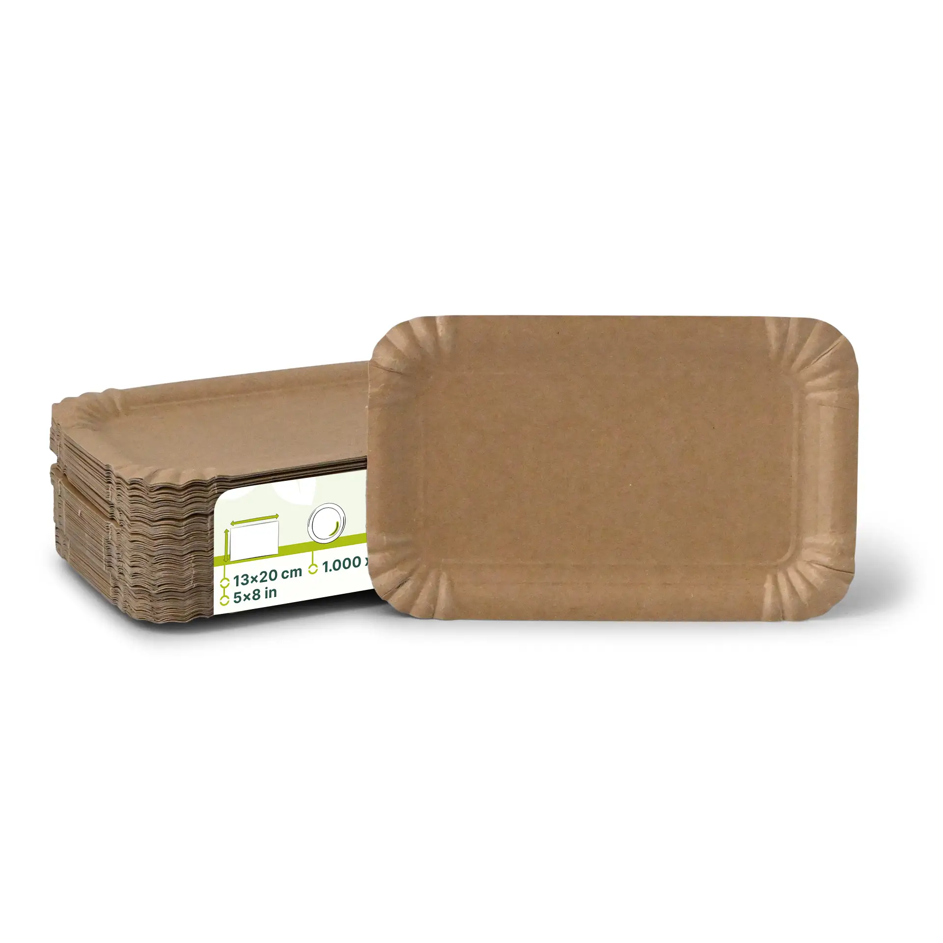 Assiettes en carton 13 x 20 cm, brun, rectangular Assiettes en carton 13 x 20 cm, brun, rectangular