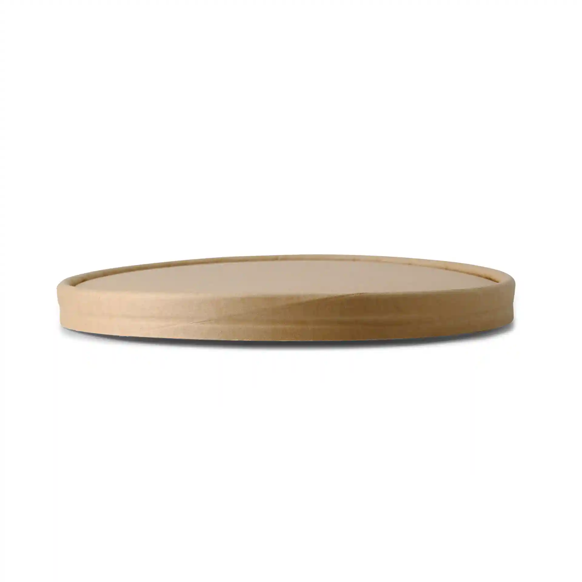 Couvercle rond en carton brun d'un diamètre de 185 mm et d'une hauteur de 16 mm.