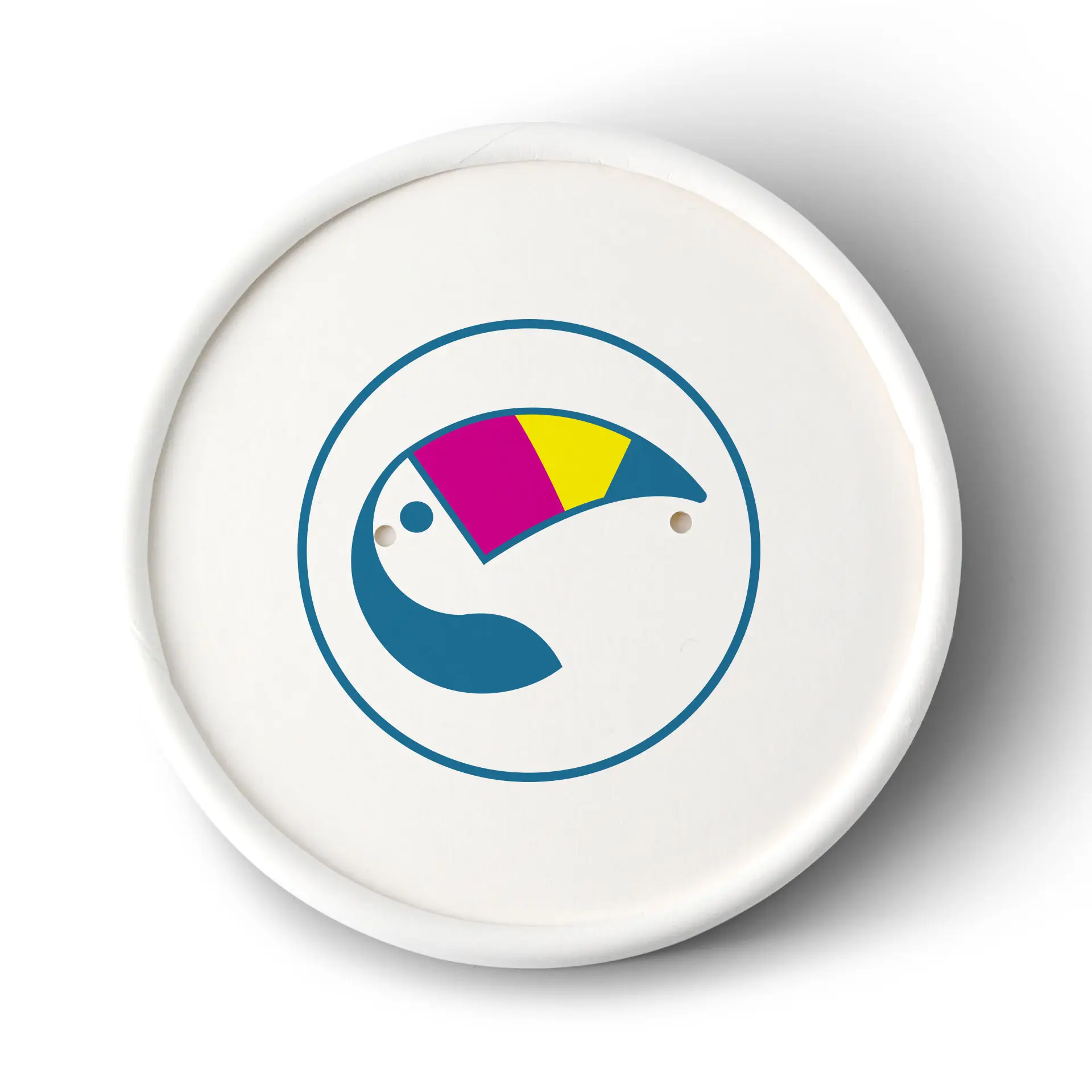 Couvercles à membrane imprimés pour gobelets à soupe, ⌀ 90 mm, blanc, revêtement PE